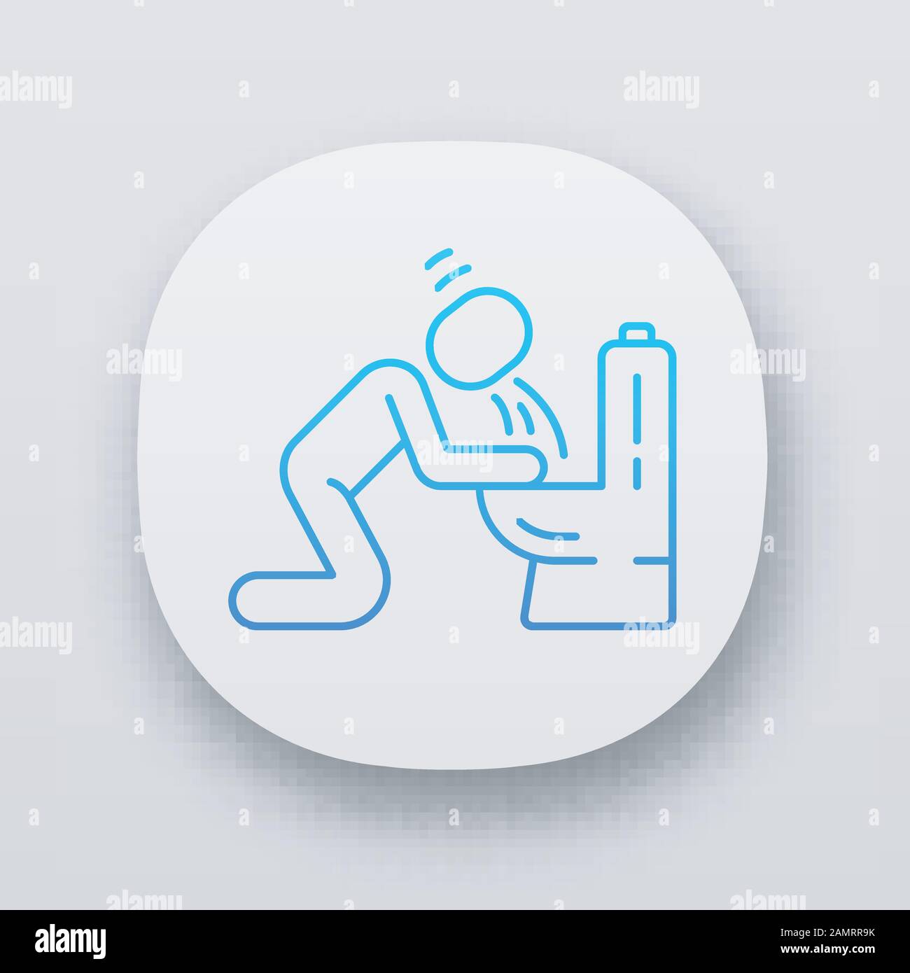 Vomiting, nausea app icon. Food poisoning symptom UI/UX user interface