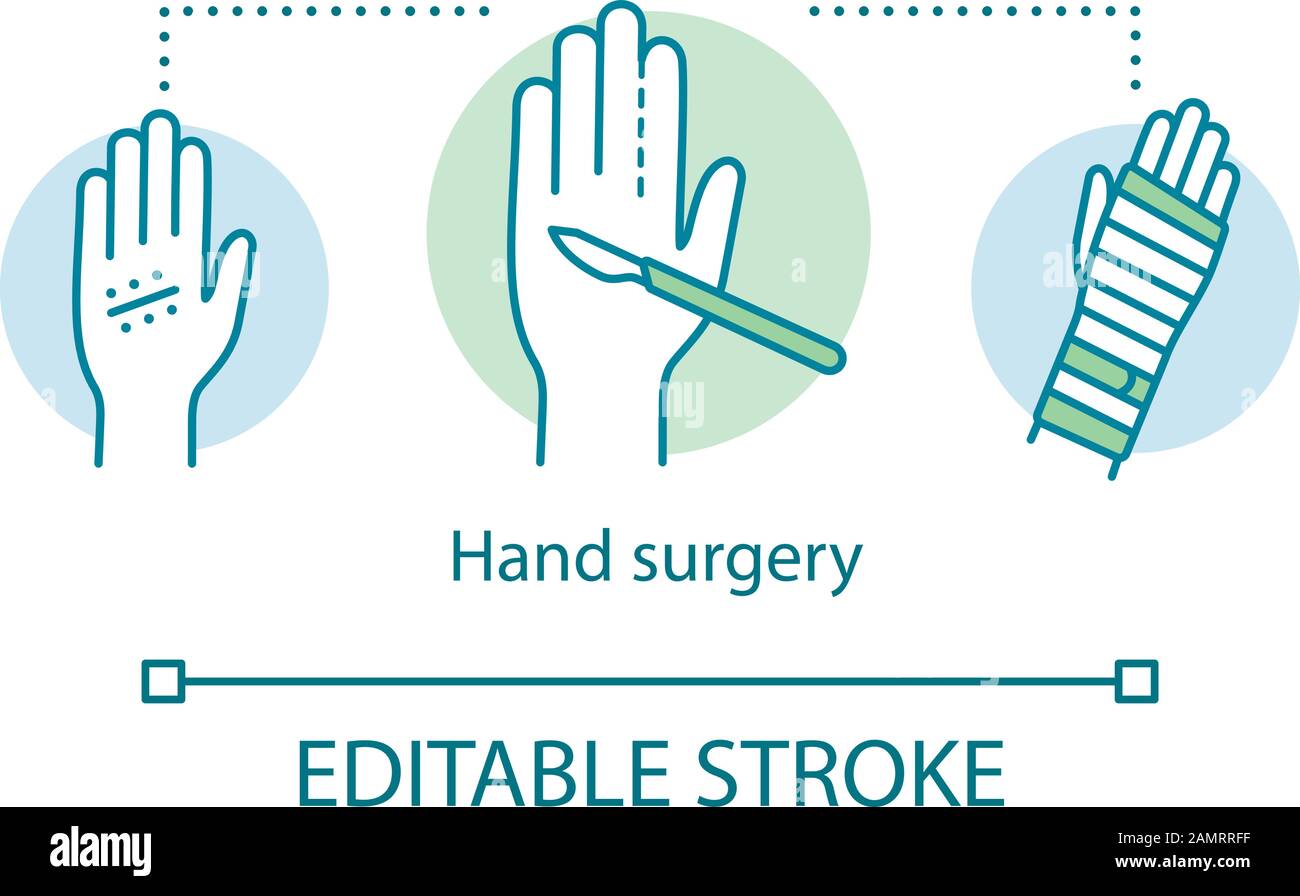 Hand surgery concept icon. Orthopaedic surgery idea thin line illustration. Wrist, forearm