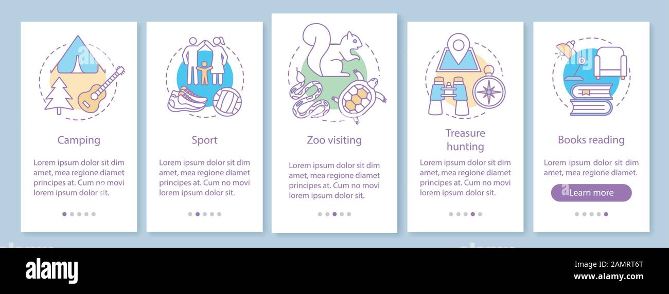 Family time together onboarding mobile app page screen with linear ...
