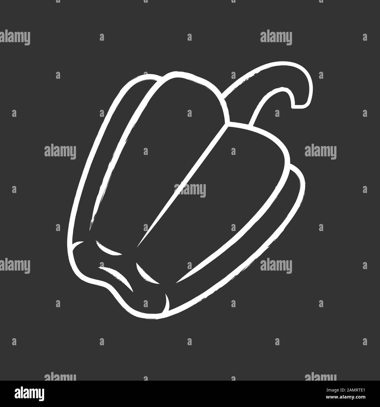 Bell pepper chalk icon. Sweet bulgarian pepper. Agriculture plant. Vegetable farm. Vegan and vegetarian food. Salad ingredient. Healthy nutrition. Gre Stock Vector