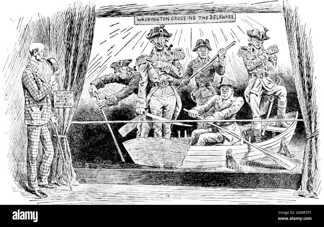 This image comes from Bill Nye's History of the United States (1894). The numbers shown are the book page numbers. The text shown is the caption beneath the image. Follow the image to the link which leads to the full book.; 17 May 2014, 08:35:12; https://archive/details/billnyeshistoryo00nyebrich; Nye, Edgar Wilson Bill (1850-1896); Stock Photo