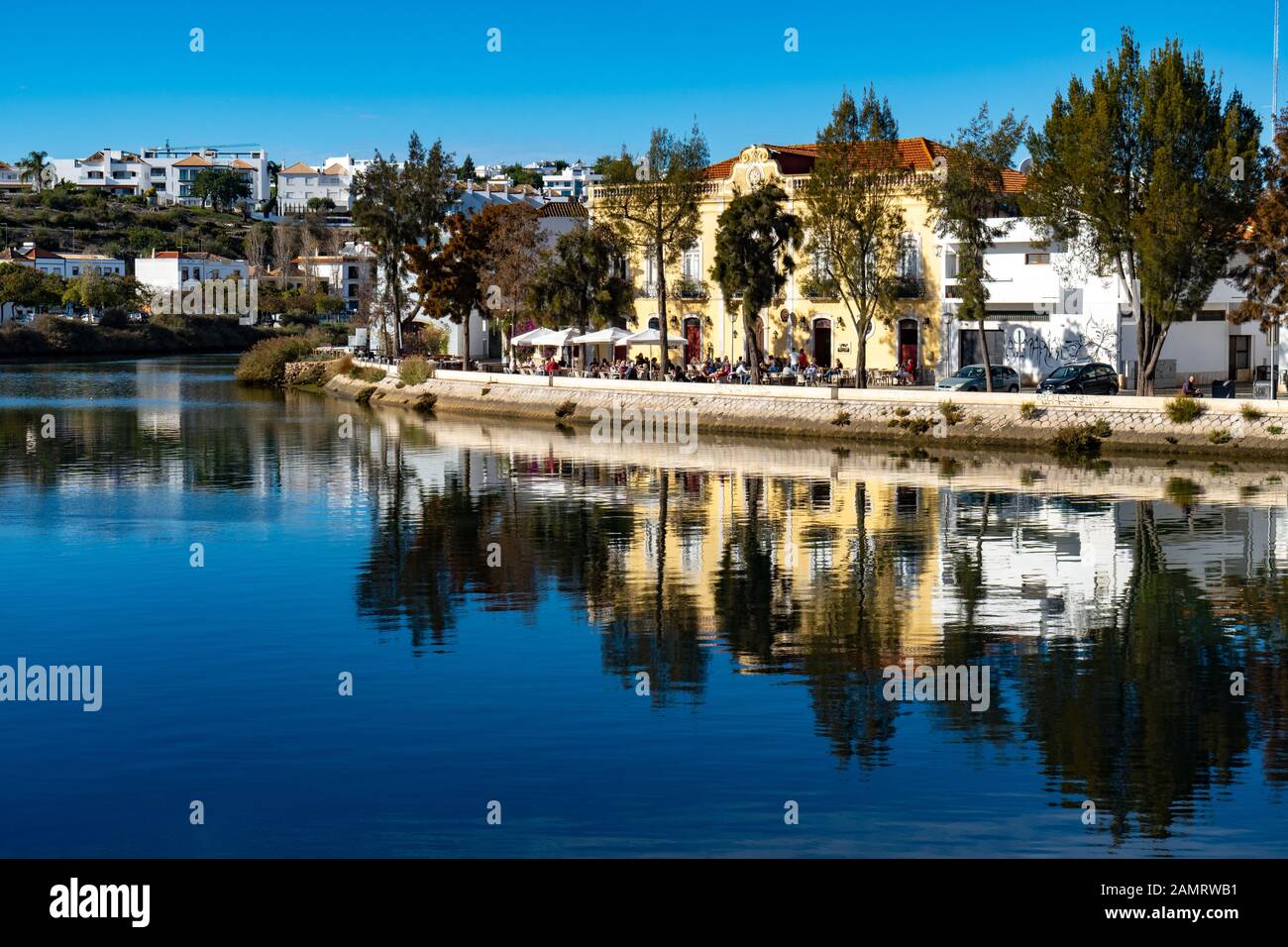 Tavira * on the bank of Rio Gilão Stock Photo