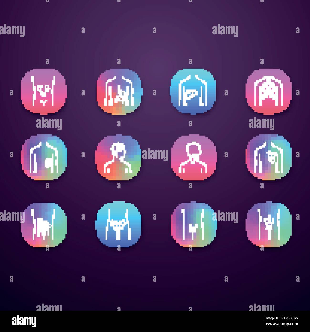 Ill human organs app icons set. Sore heart and lungs. Aching throat and ...