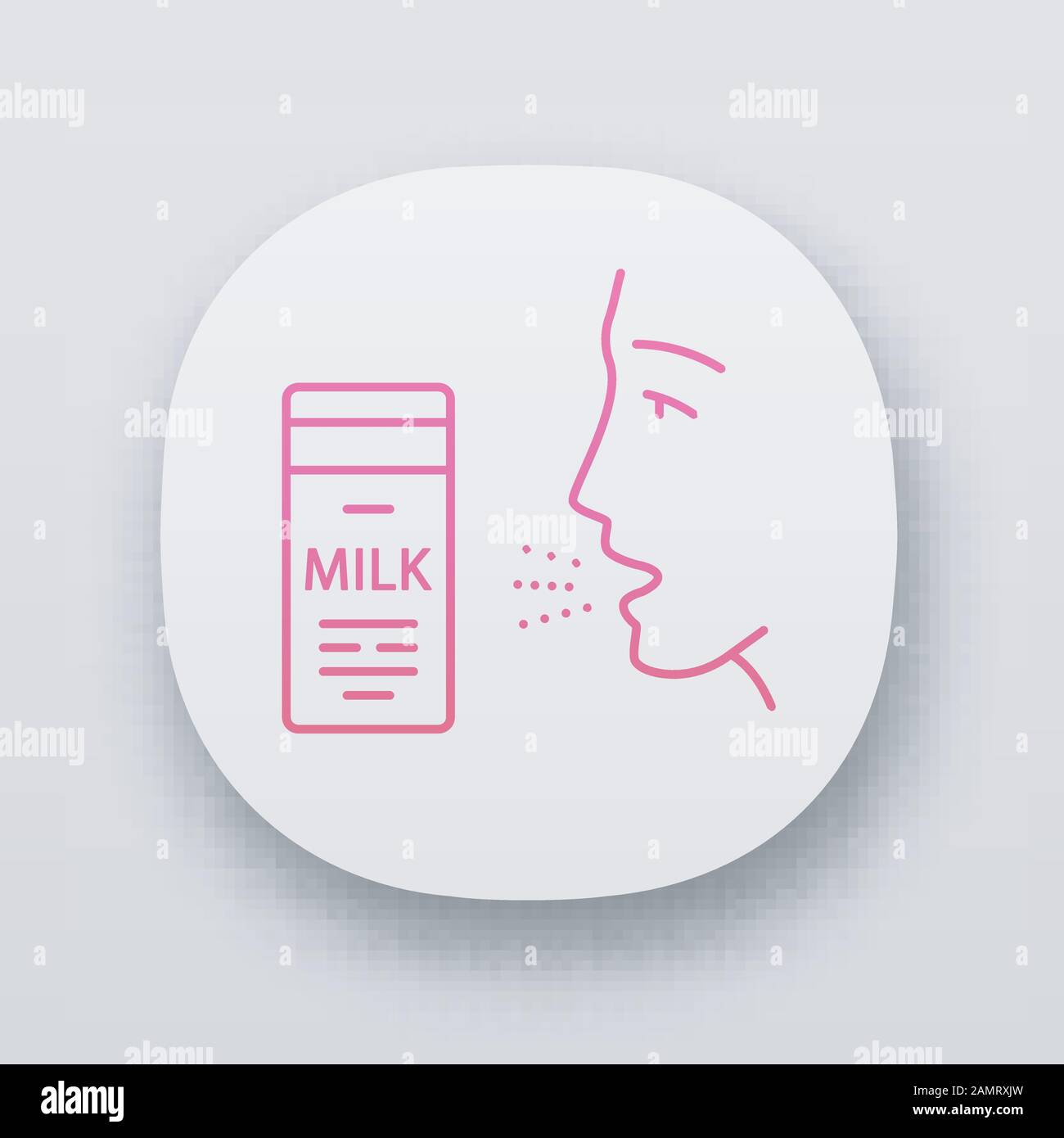 Milk allergy app icon. Food allergy. Allergic reaction to milk proteins