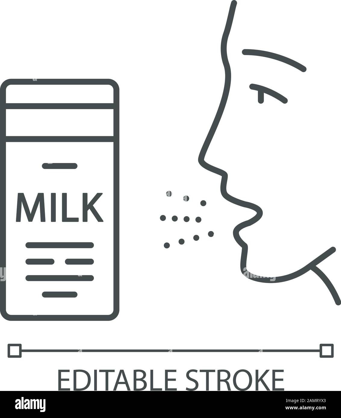 Milk allergy linear icon. Food allergy. Allergic reaction to milk