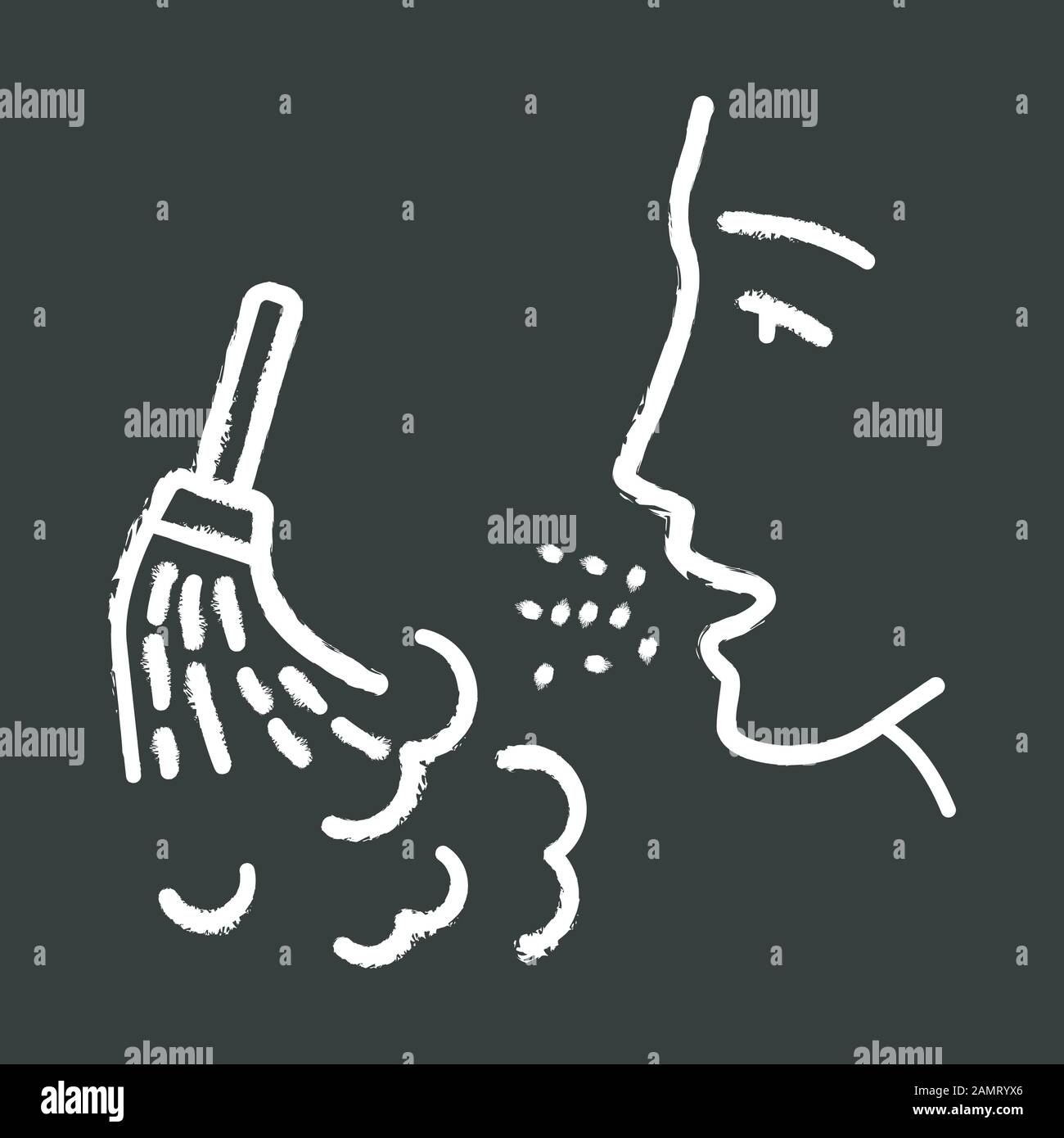 Dust allergy chalk icon. Airborne allergen source. Allergic reaction of