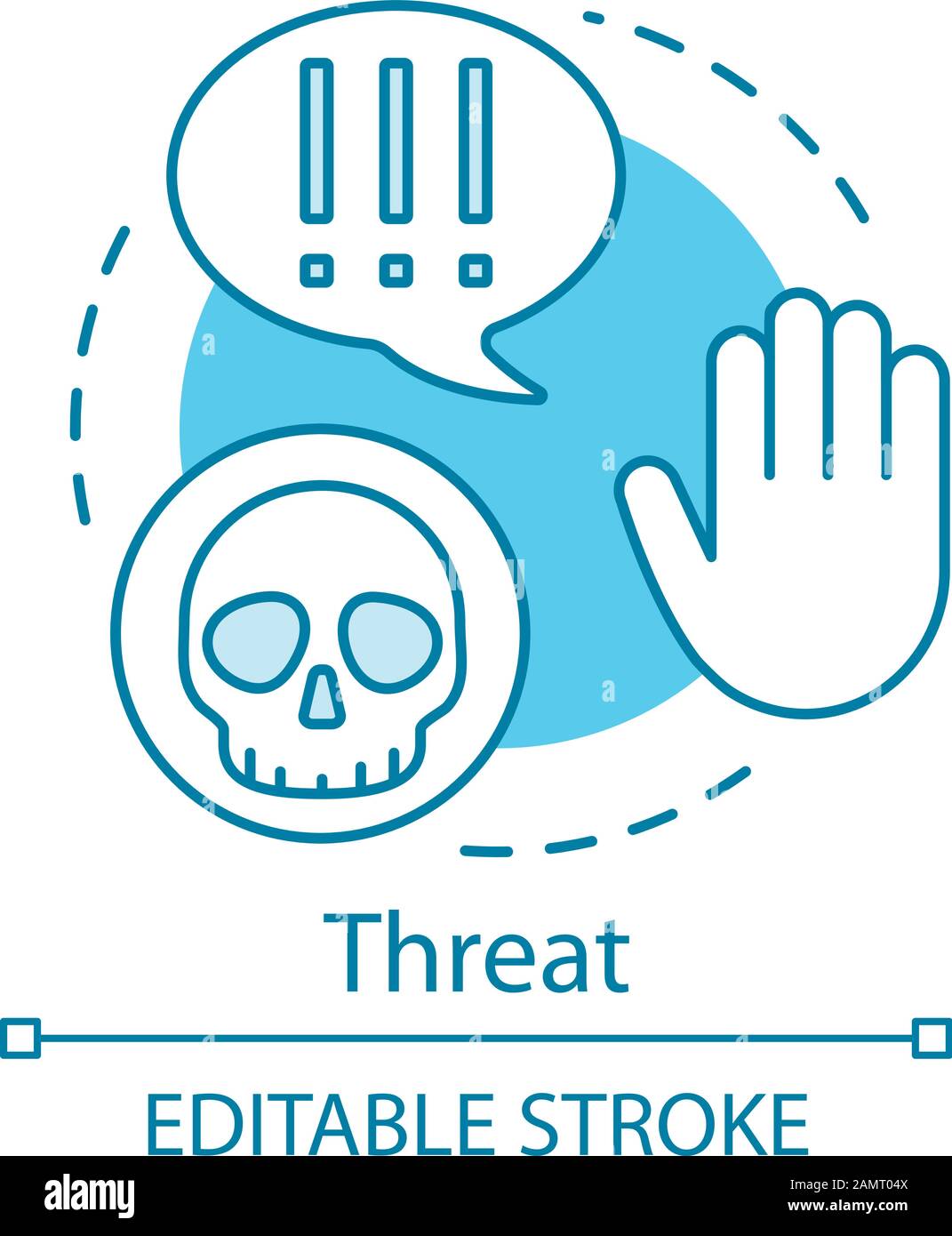 Threat turquoise concept icon. Virus, danger, warning hand idea thin