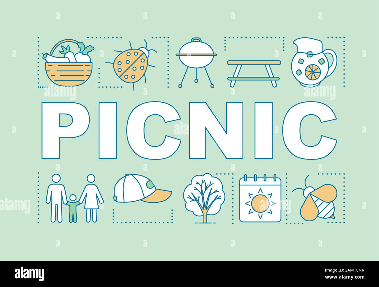 Picnic word concepts banner. Family activities with kids. Barbecue