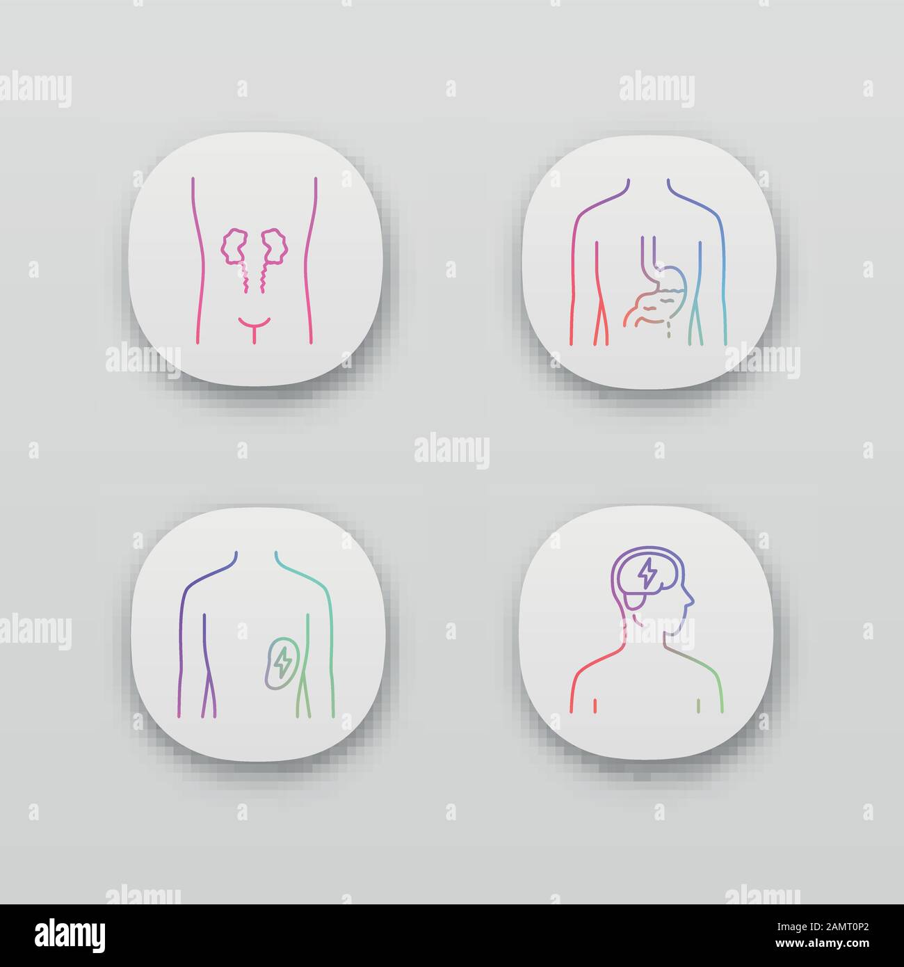 Ill human organs app icons set. UI/UX user interface. Web or mobile ...