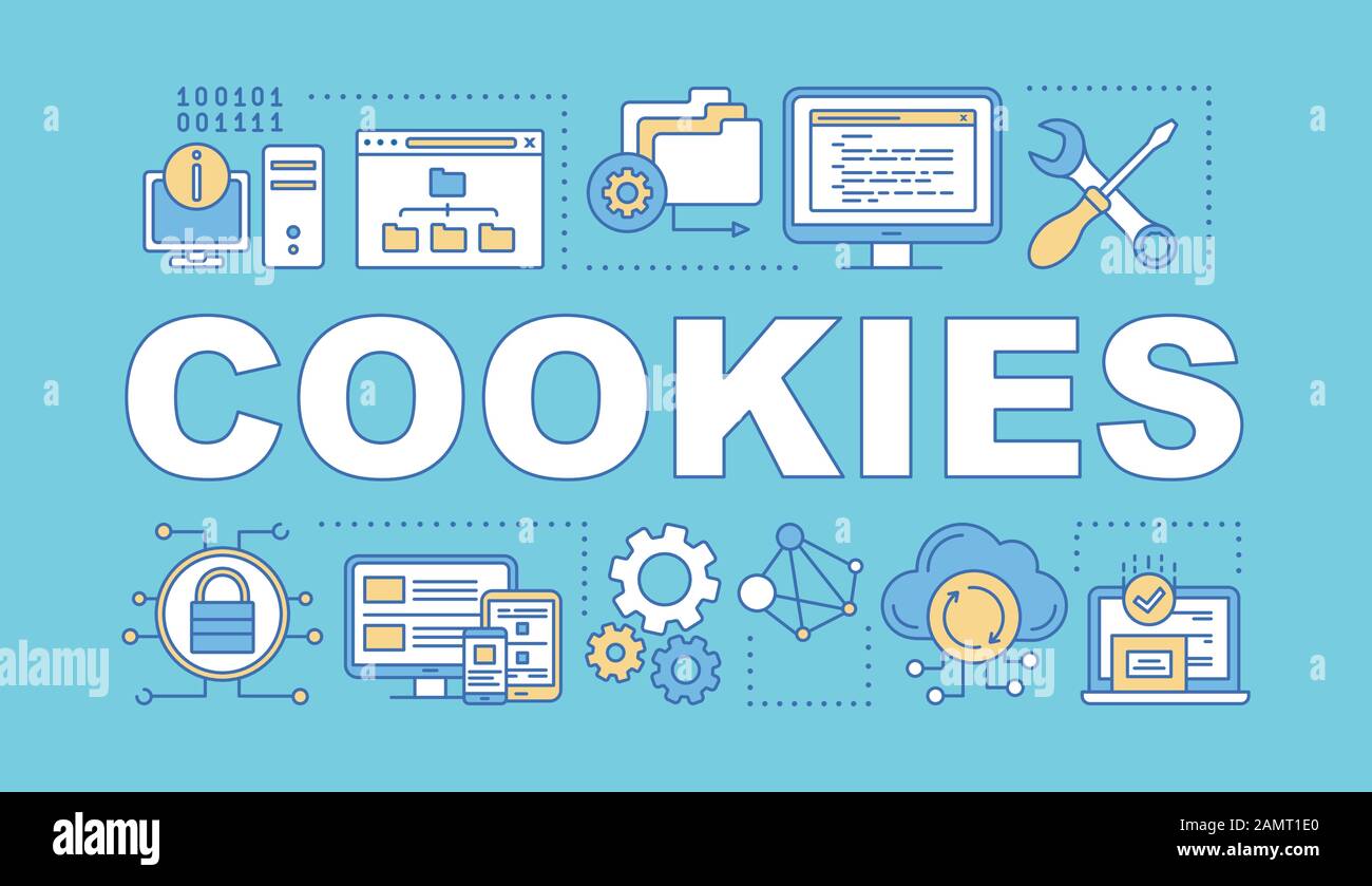 Cookies word concepts banner. Affiliate and referral tracking software.  Computing, data storage. Presentation, website. Isolated lettering  typography Stock Vector Image & Art - Alamy