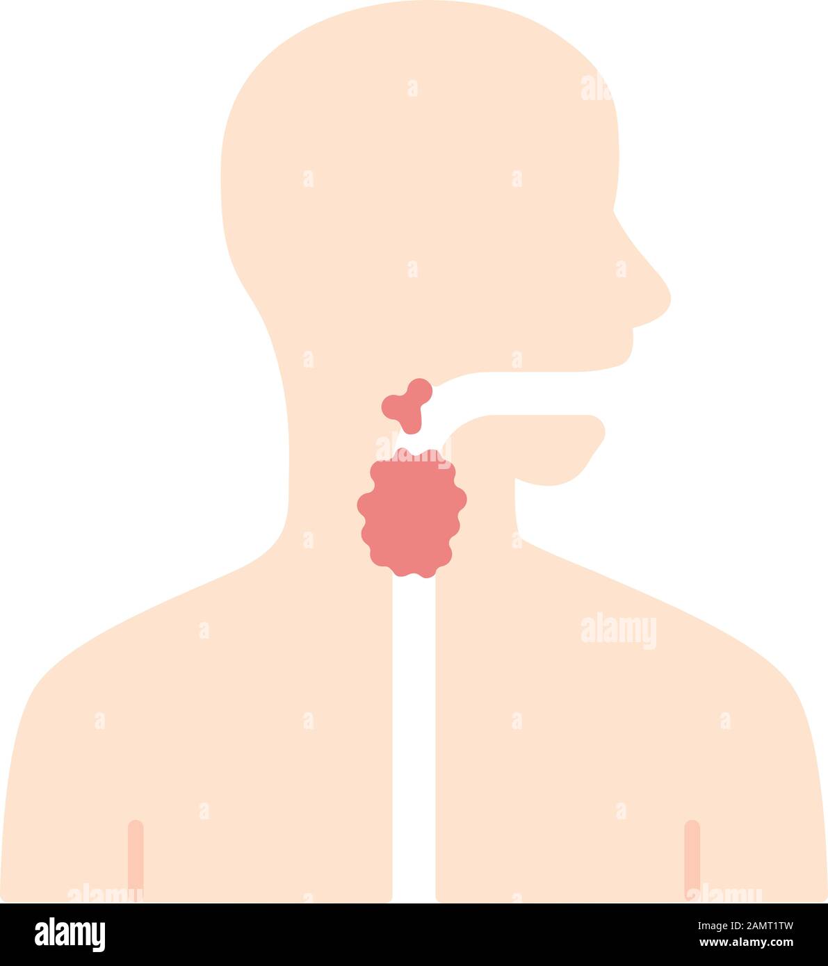 Ill throat flat design long shadow color icon. Angina, tonsillitis ...