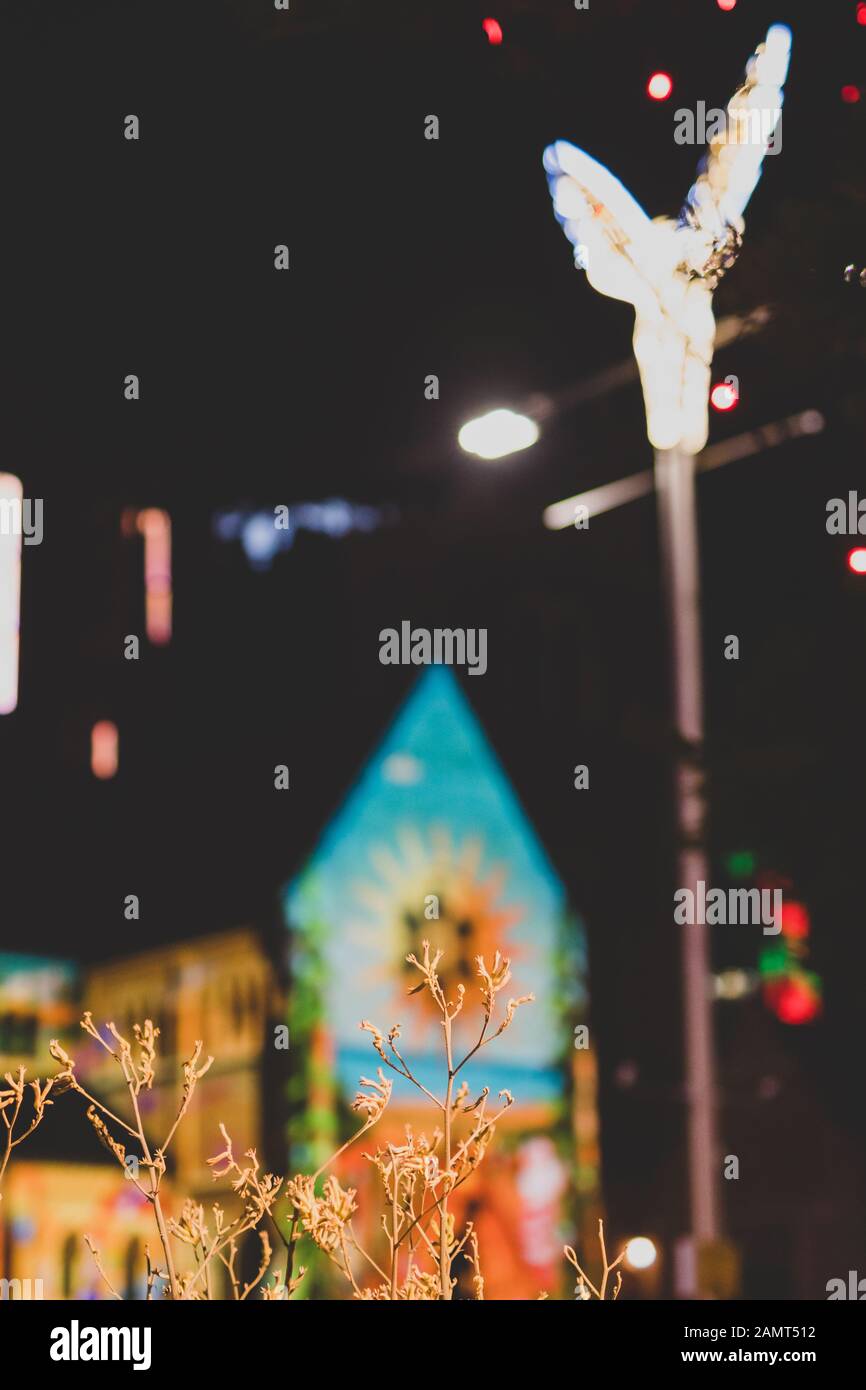 PERTH, WESTERN AUSTRALIA December 25th, 2019 Christmas lights and decorations at night in