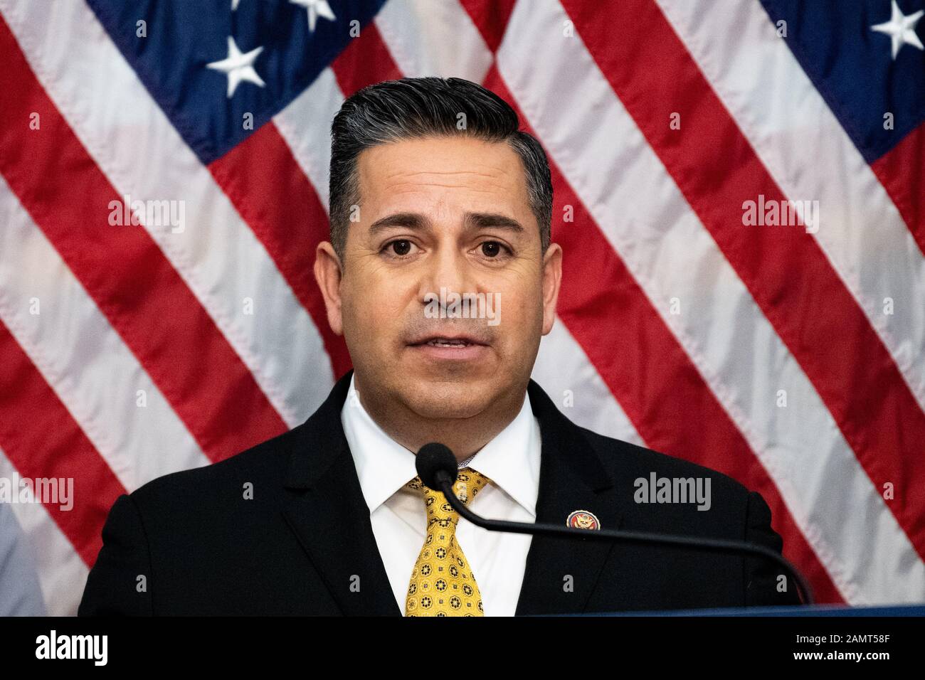 January 14, 2020 - Washington, DC, United States:  U.S. Representative Ben Lujan (D-NM) speaking at an event for the ten year anniversary of the Citizens United Decision. (Photo by Michael Brochstein/Sipa USA) Stock Photo