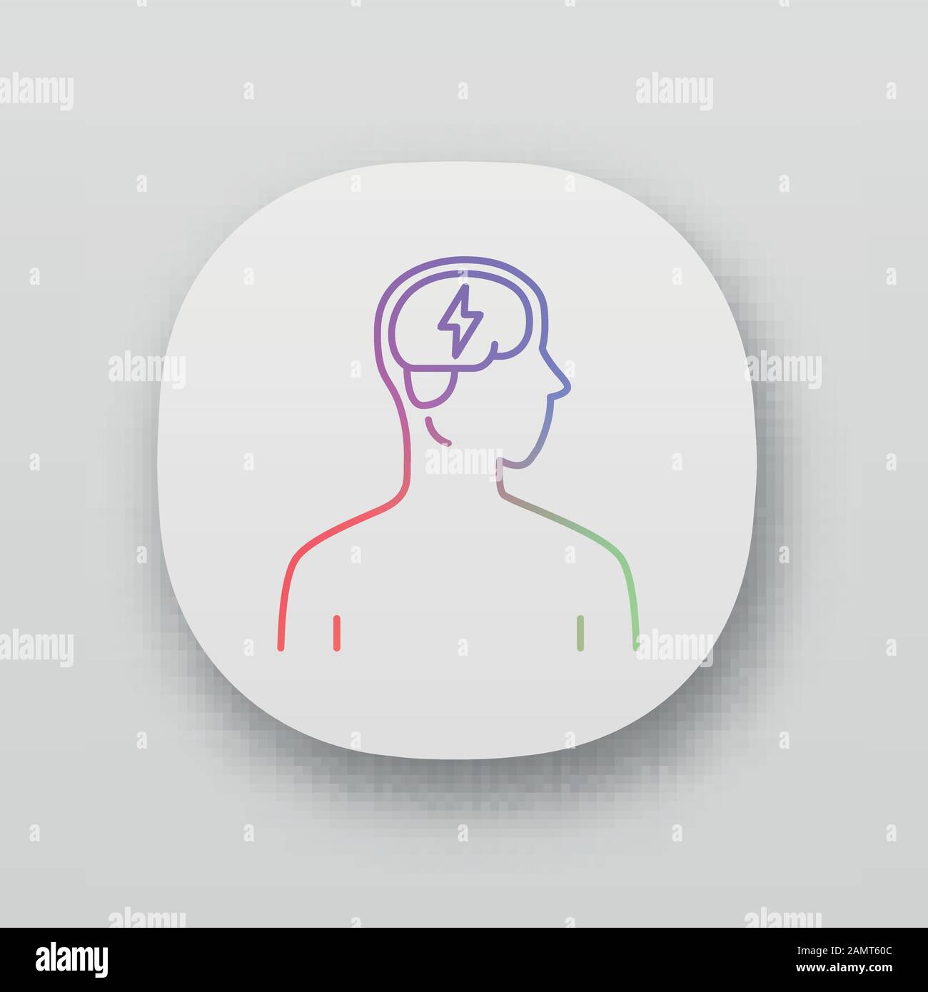 Ill brain app icon. Dementia, stroke. Sore human organ. Unhealthy ...