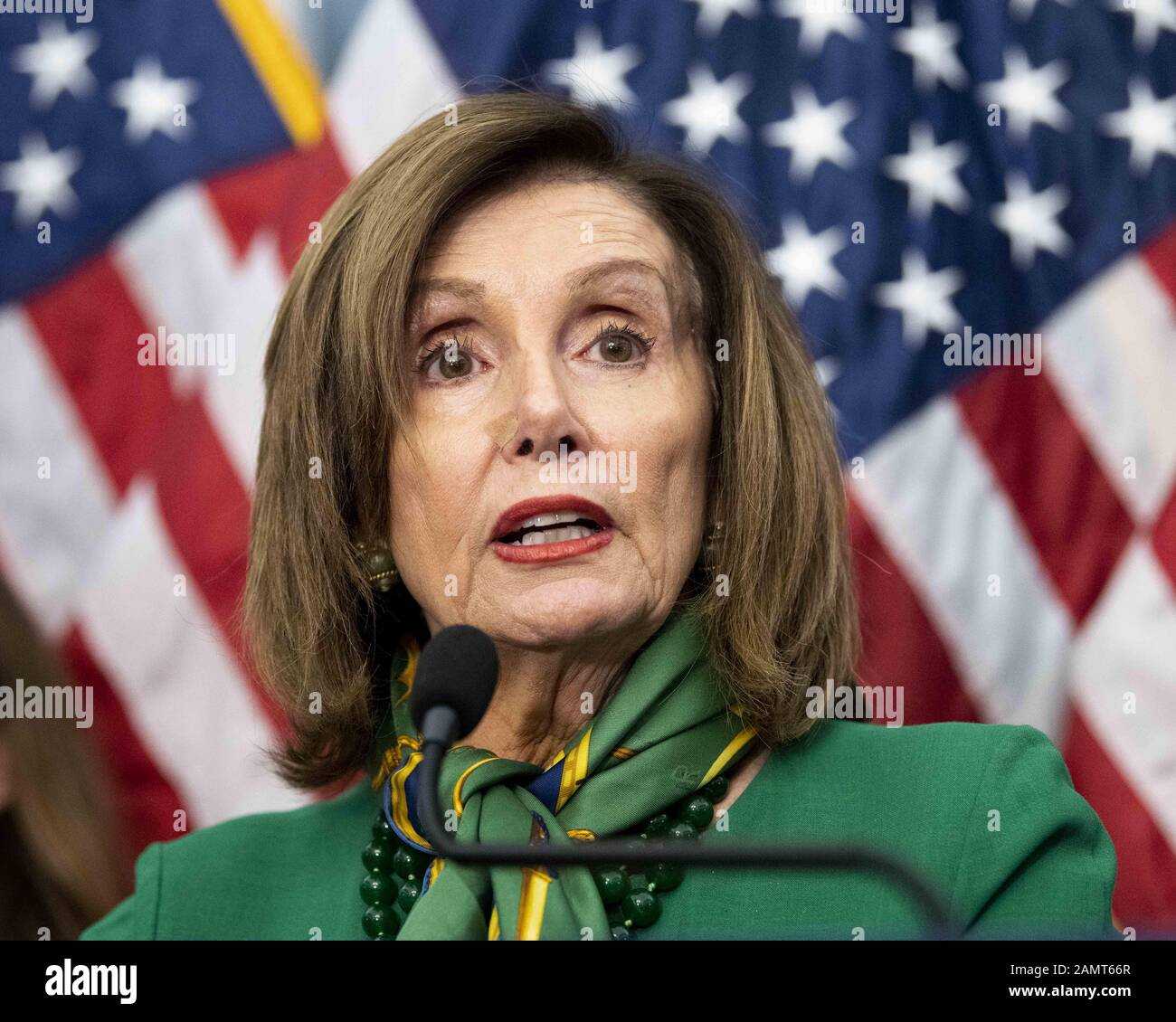 Washington, DC, USA. 14th Jan, 2020. January 14, 2020 - Washington, DC, United States: U.S. Representative NANCY PELOSI (D-CA) speaking at an event for the ten year anniversary of the Citizens United Decision. Credit: Michael Brochstein/ZUMA Wire/Alamy Live News Stock Photo