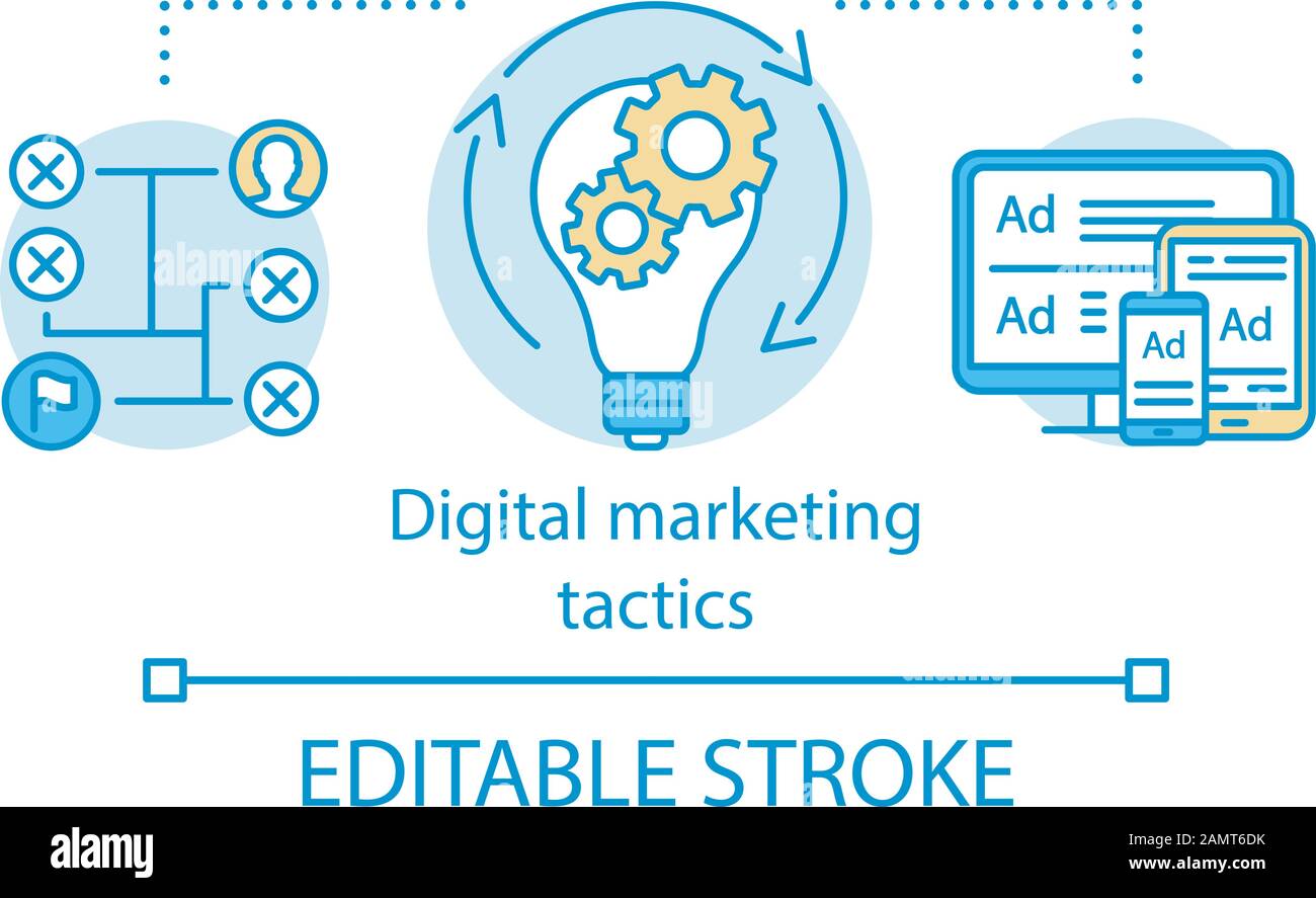 Digital marketing tactics concept icon. Online advertising strategy ...
