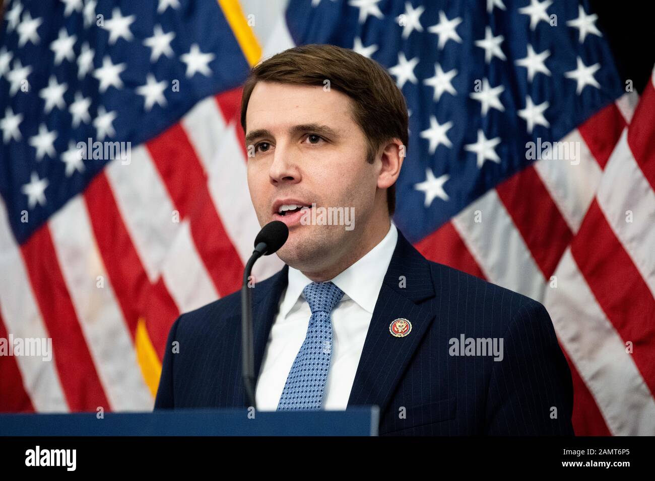 January 14, 2020 - Washington, DC, United States:  U.S. Representative Chris Pappas (D-NH) speaking at an event for the ten year anniversary of the Citizens United Decision. (Photo by Michael Brochstein/Sipa USA) Stock Photo