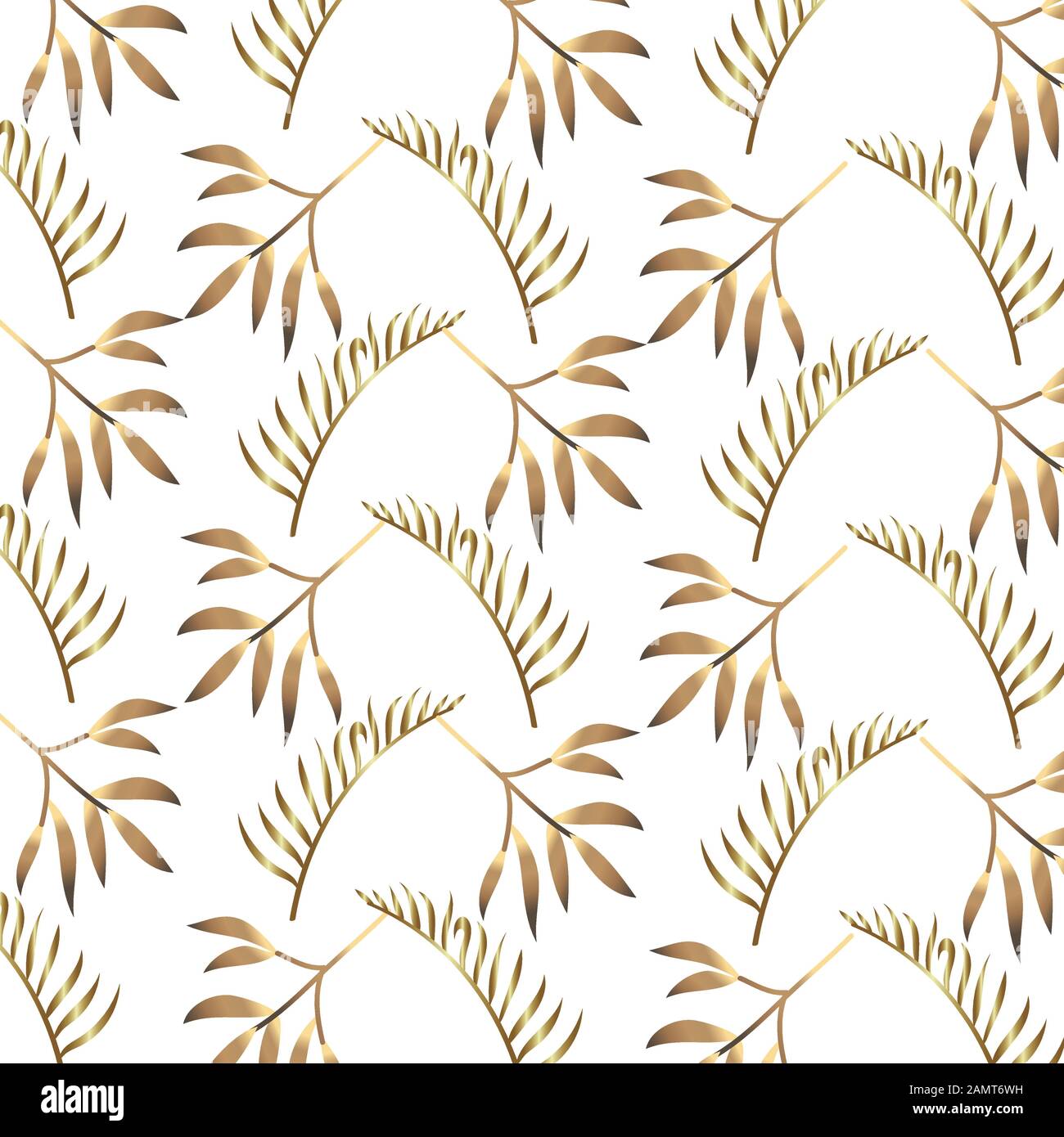 tropical heliconias and leafs exotic plants golden pattern Stock Vector ...