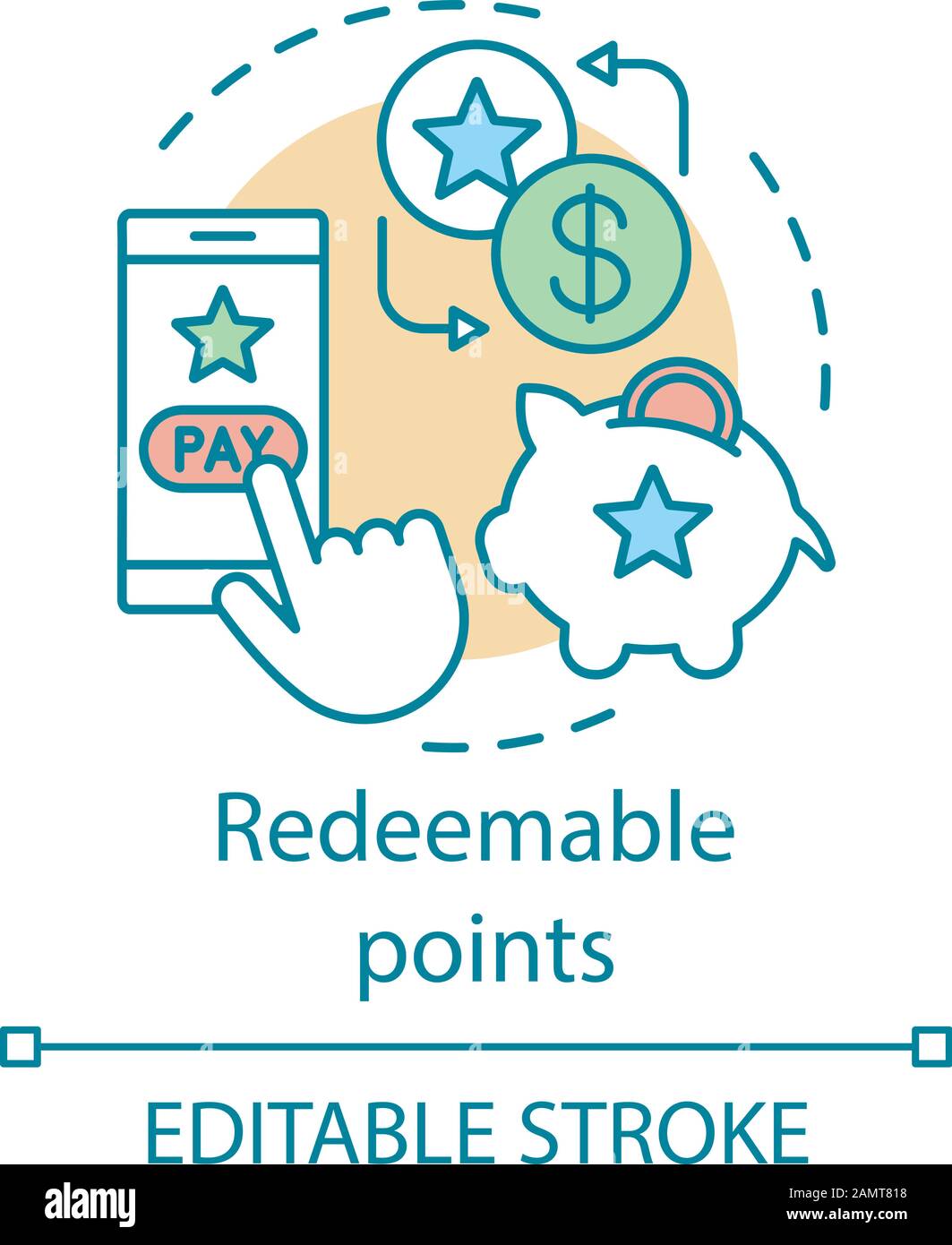 Redeemable points concept icon. Cashback, redeem bonuses idea thin line