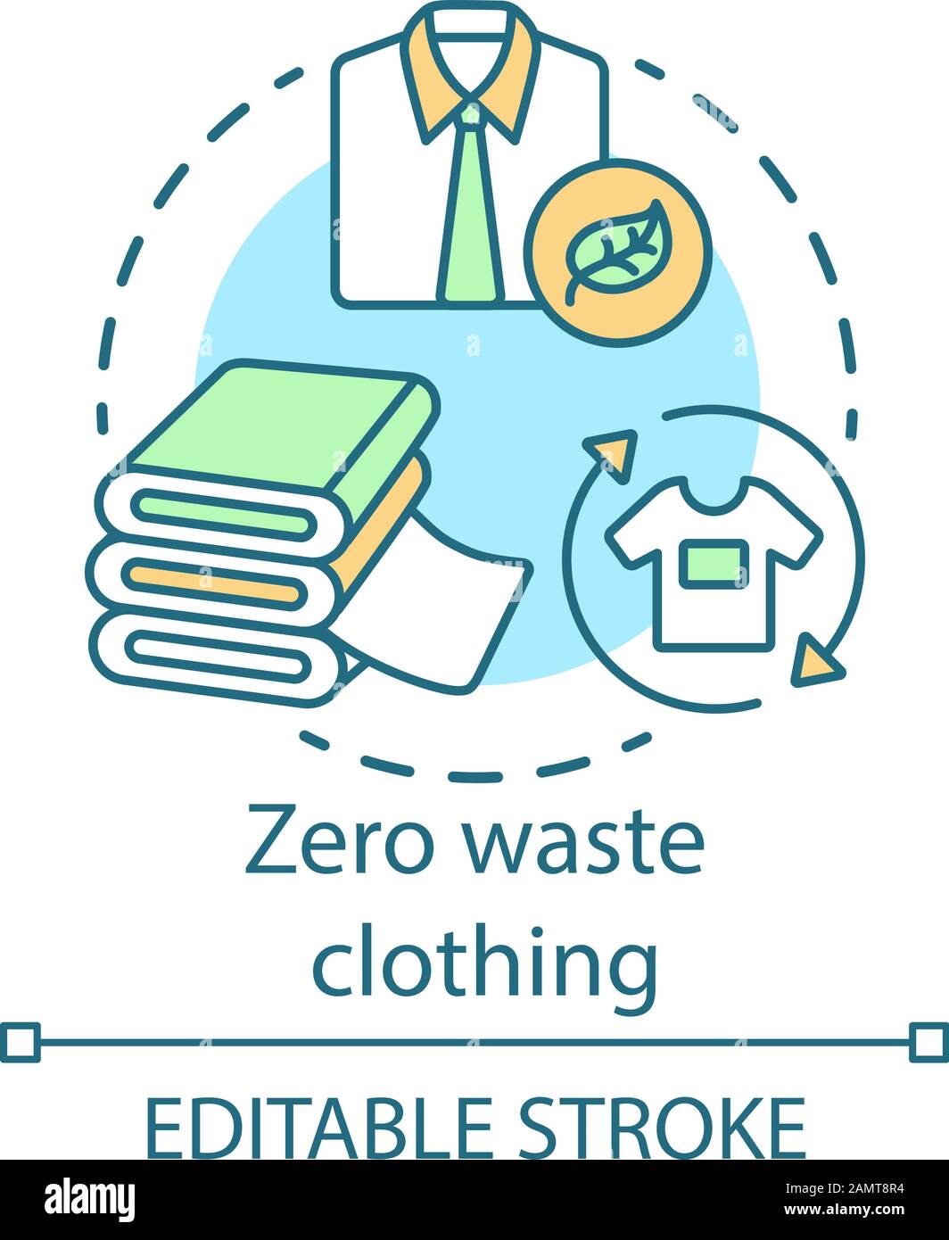 Zero waste clothing, recycling and reusing clothes concept icon. Waste
