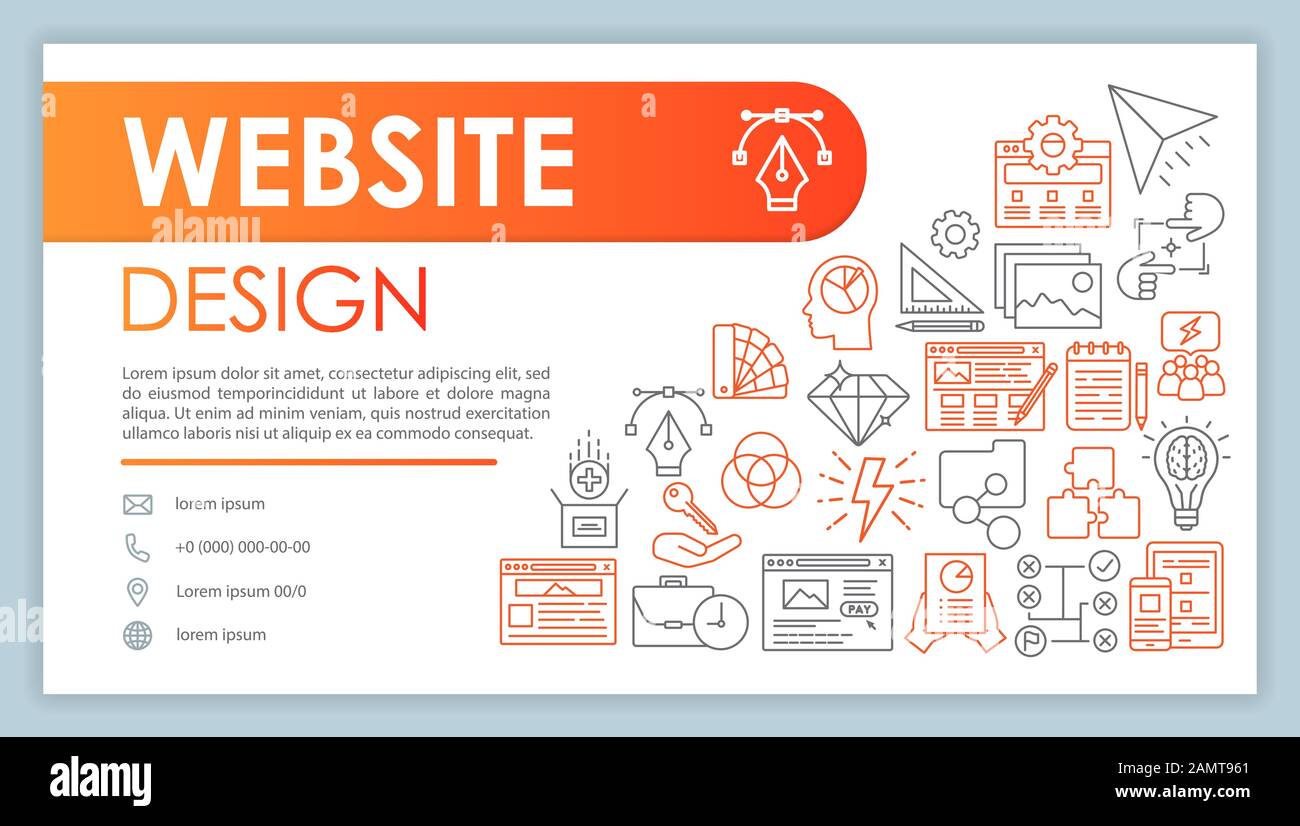 Website Design Banner Business Card Vector Template Site Builder