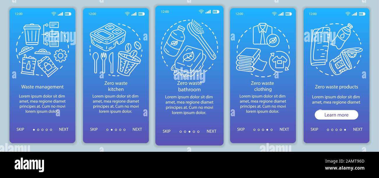 Zero waste lifestyle onboarding onboarding mobile app page screen ...