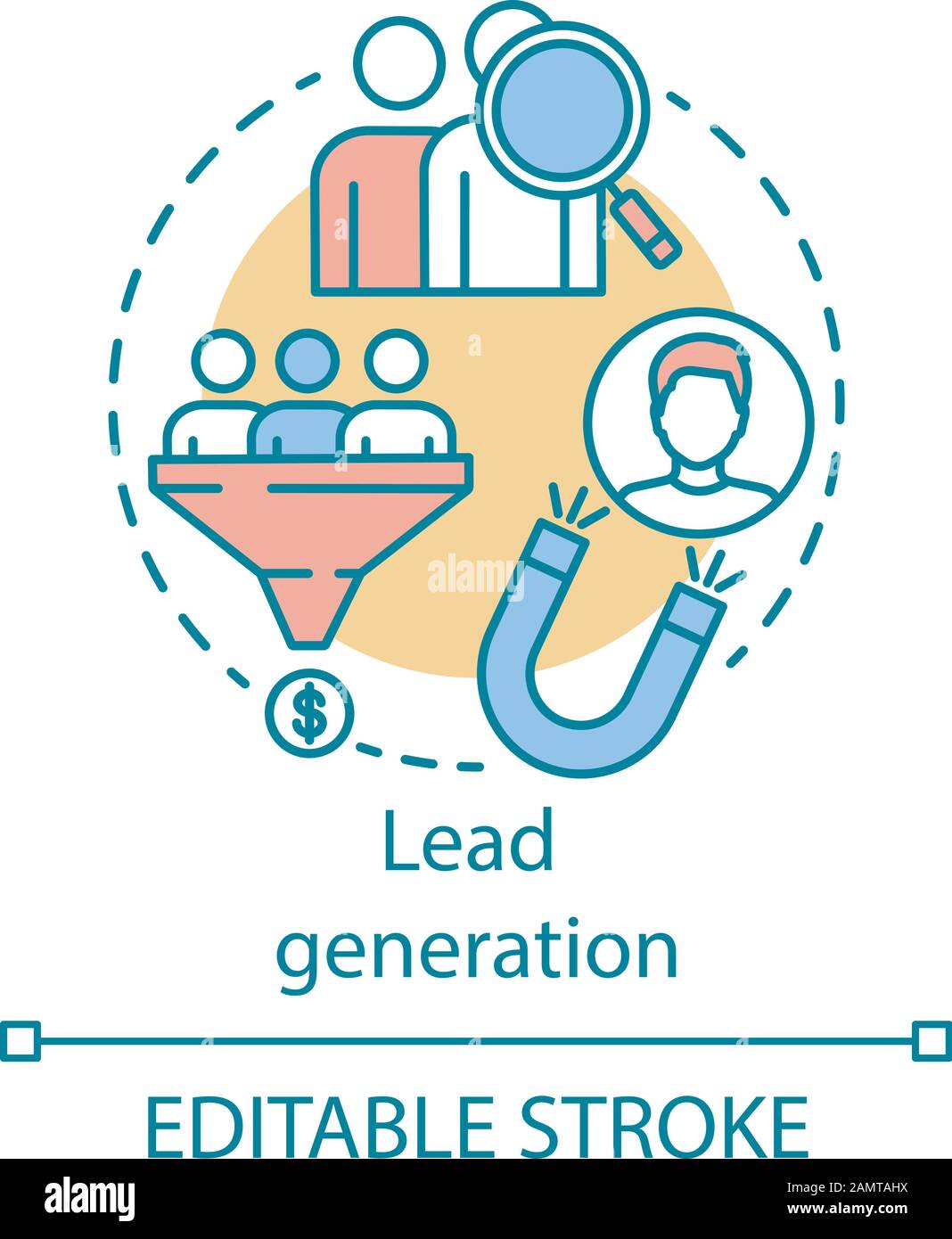 ild Gøre mit bedste Abnorm Lead generation concept icon. Digital marketing benefit idea thin line  illustration. Advertising. List building. Attracting customers process.  Vector Stock Vector Image & Art - Alamy