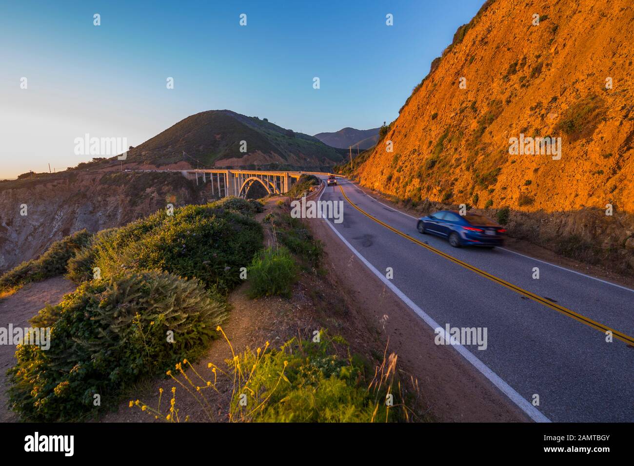 View of Bixby Bridge on Big Sur Coastline, Highway 1, Pacific Coast ...