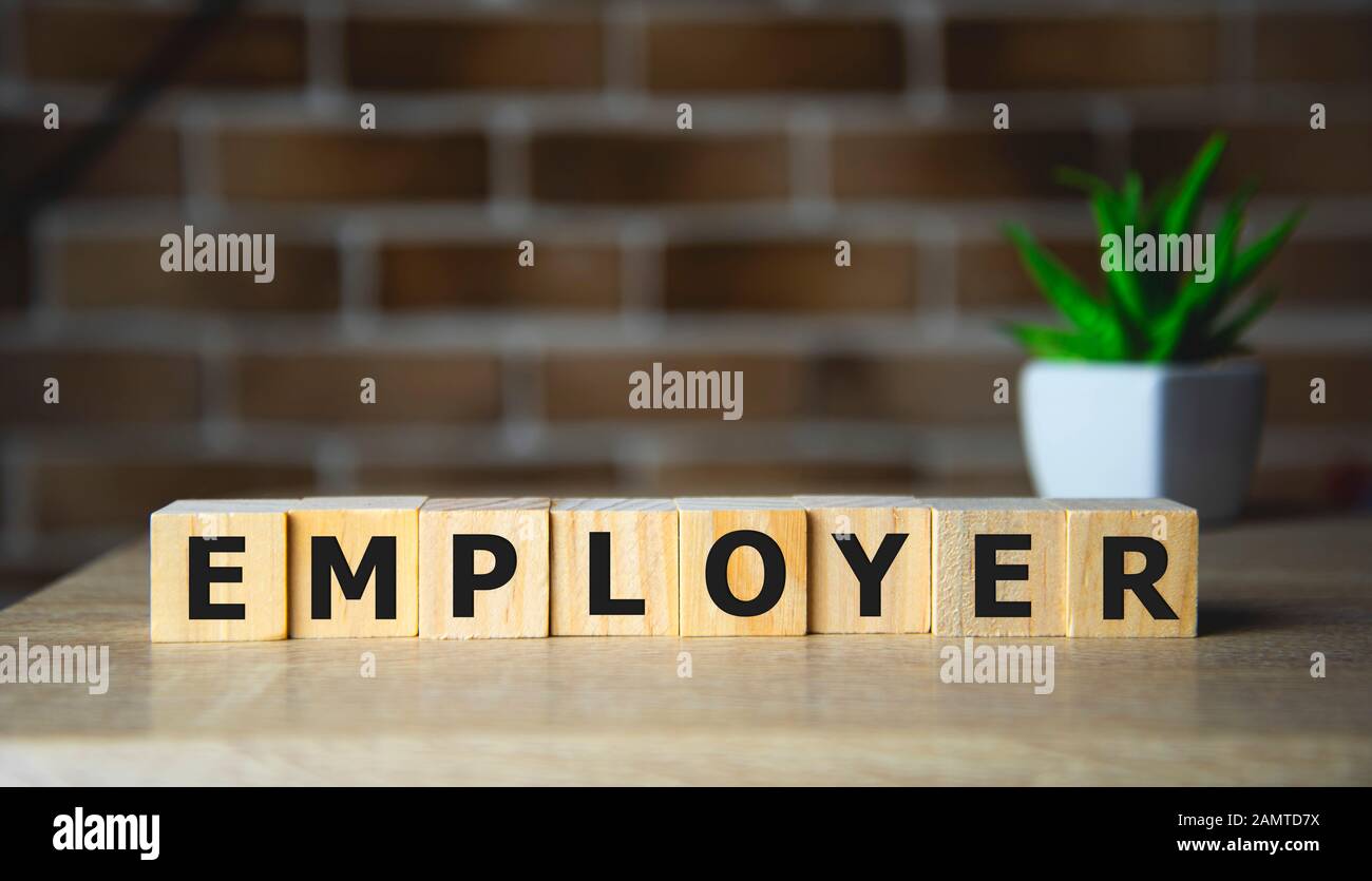Employer word written on wood block, business concept. Stock Photo