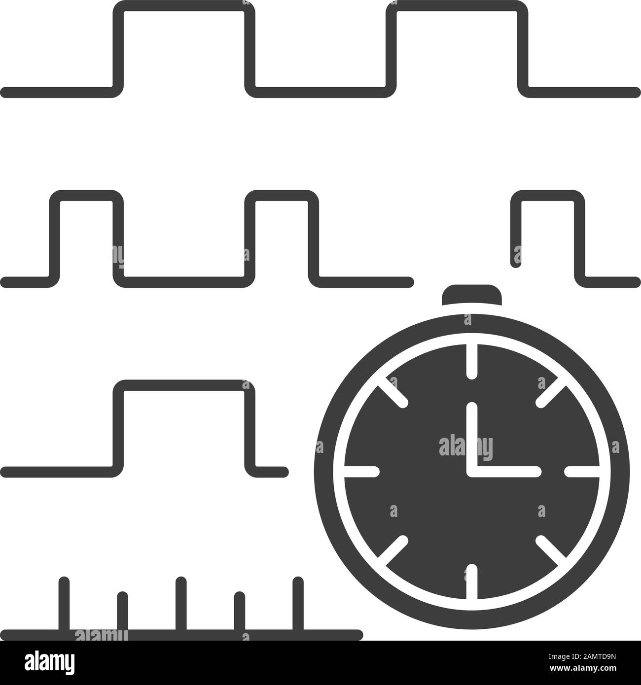 Timing diagram glyph icon. Signals set in time domain. Process chart