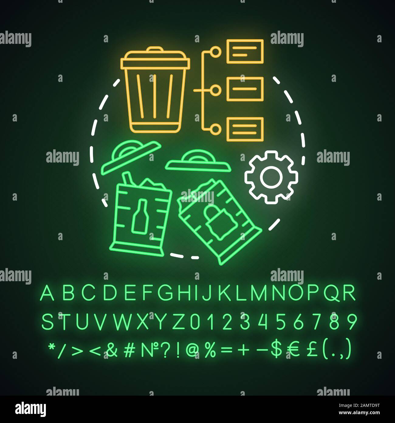 Zero waste living neon light concept icon. Recyclable products idea ...