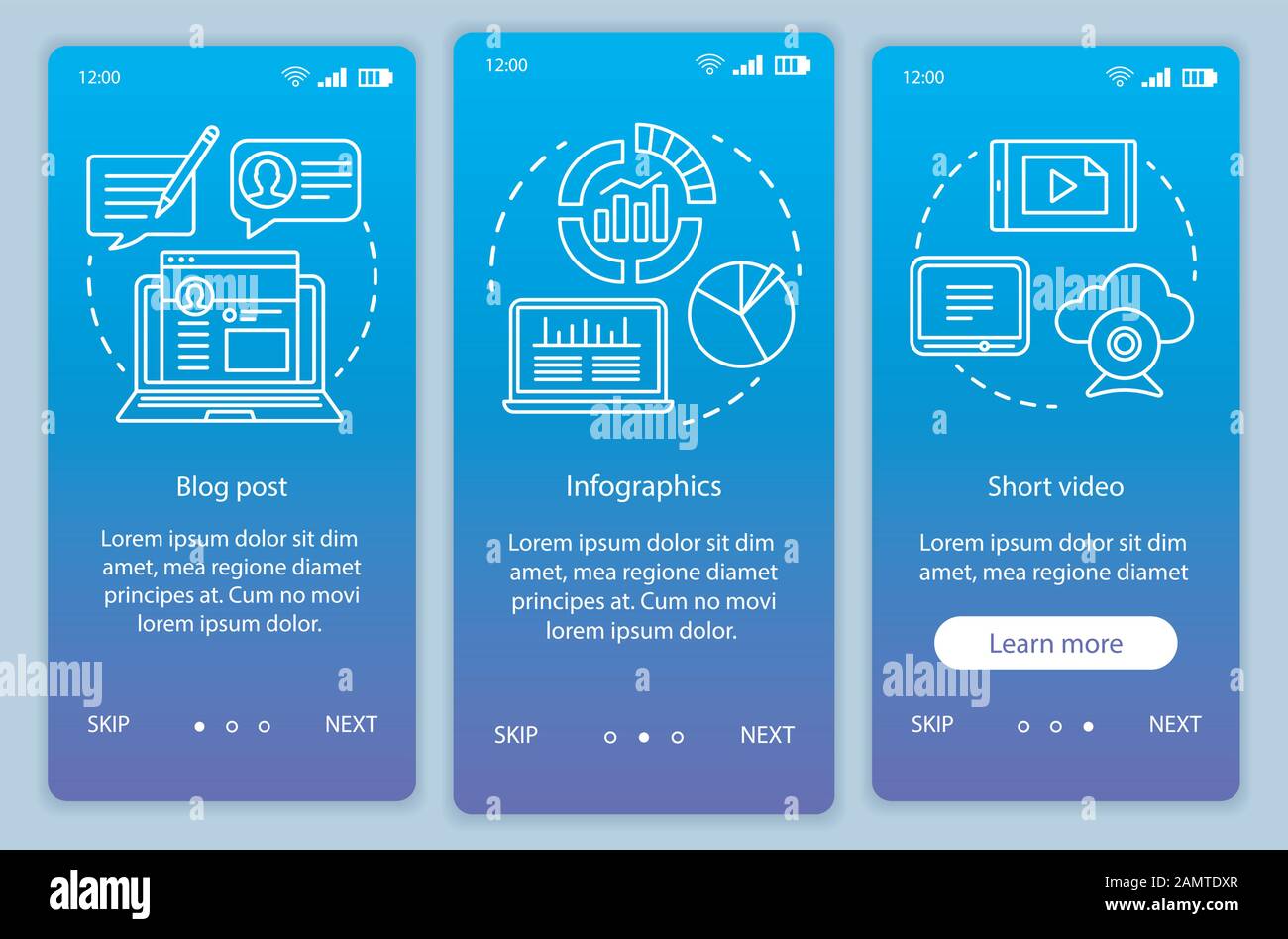 Awareness content blue gradient onboarding mobile app page screen ...