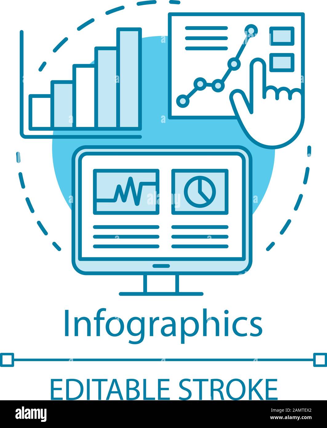 Infographics turquoise concept icon. Channel for SEO idea thin line ...