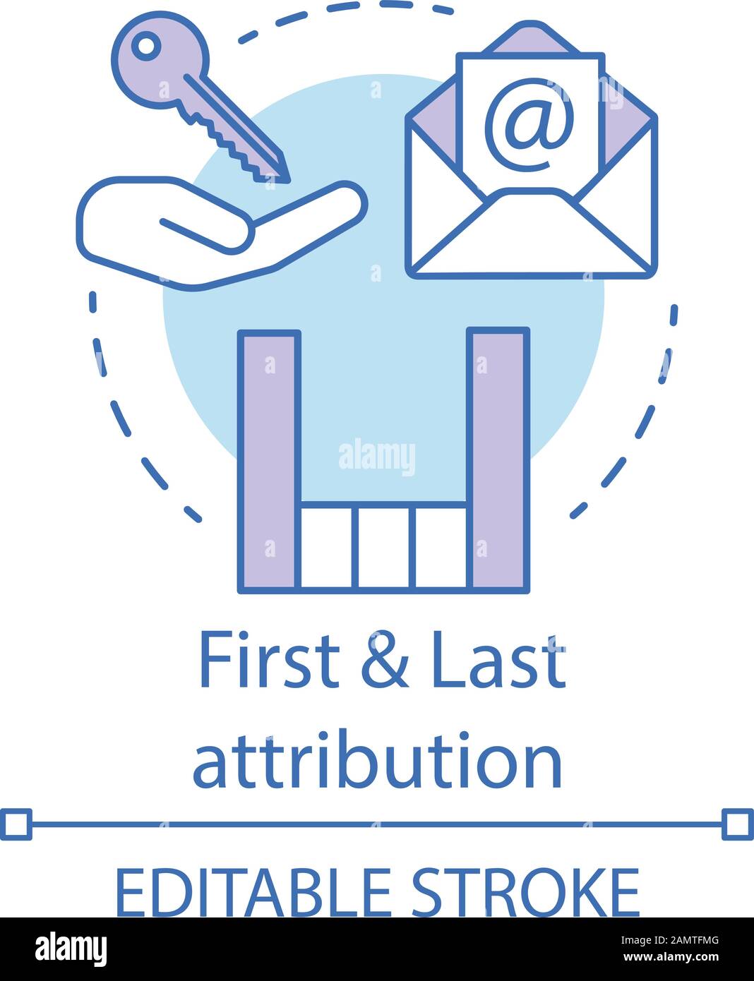 First and Last attribution concept icon. Attribution modeling types ...