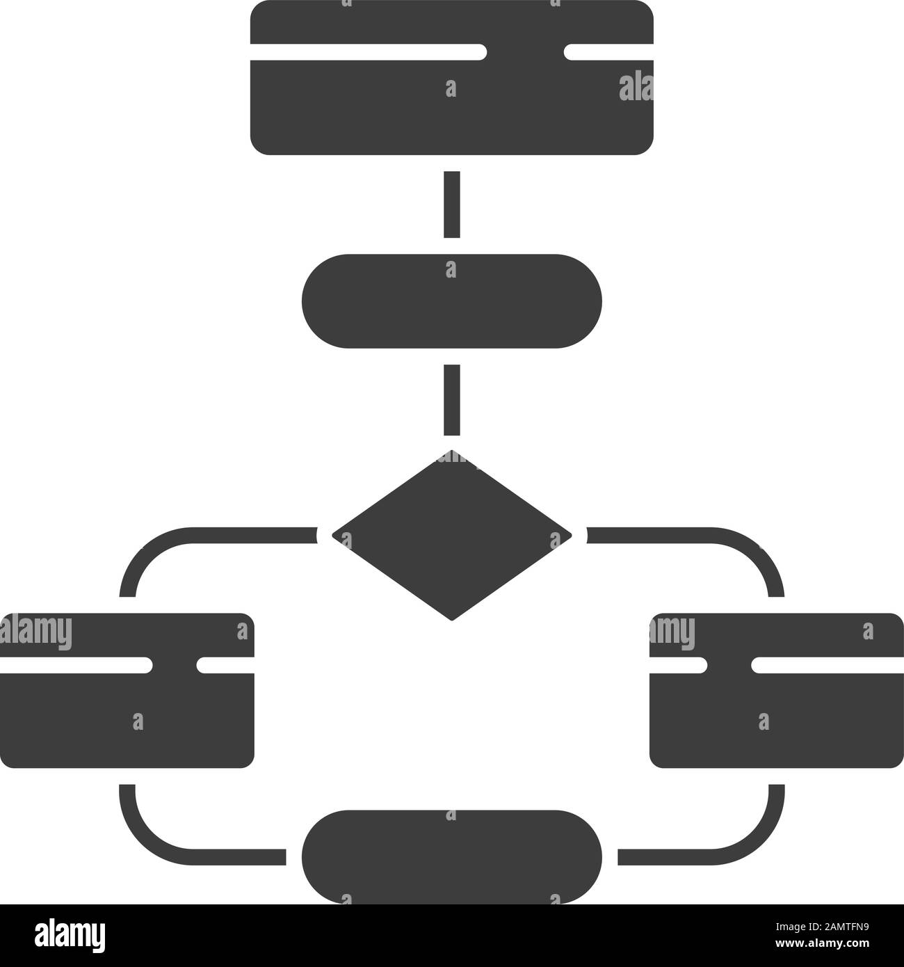 Flow diagram glyph icon. Flowchart. Elements structure and interaction ...