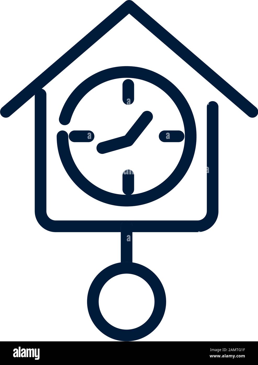 time clock with pendulum linear design on white background vector illustration Stock Vector