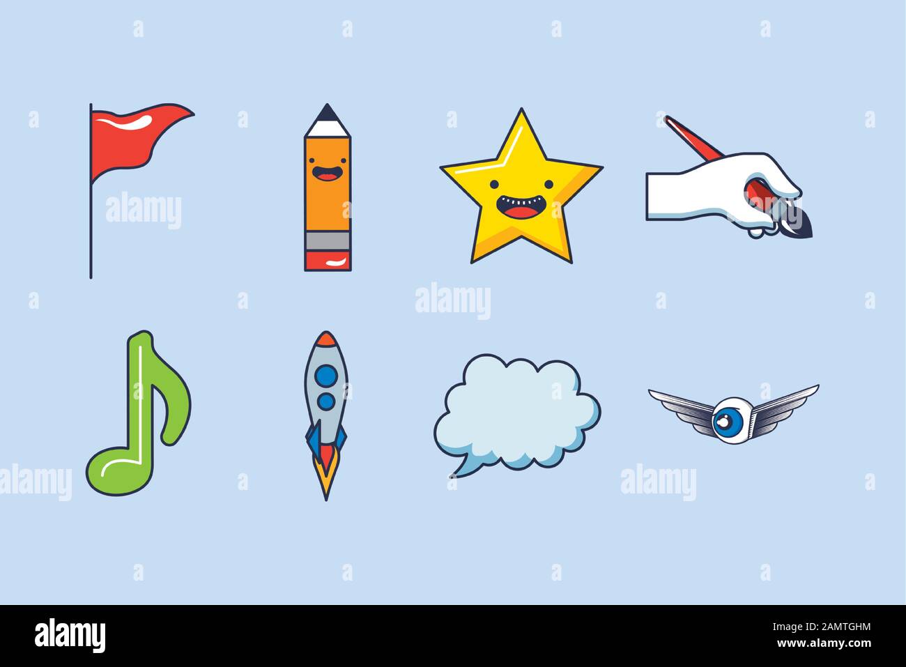 bundle of creativity set icons Stock Vector
