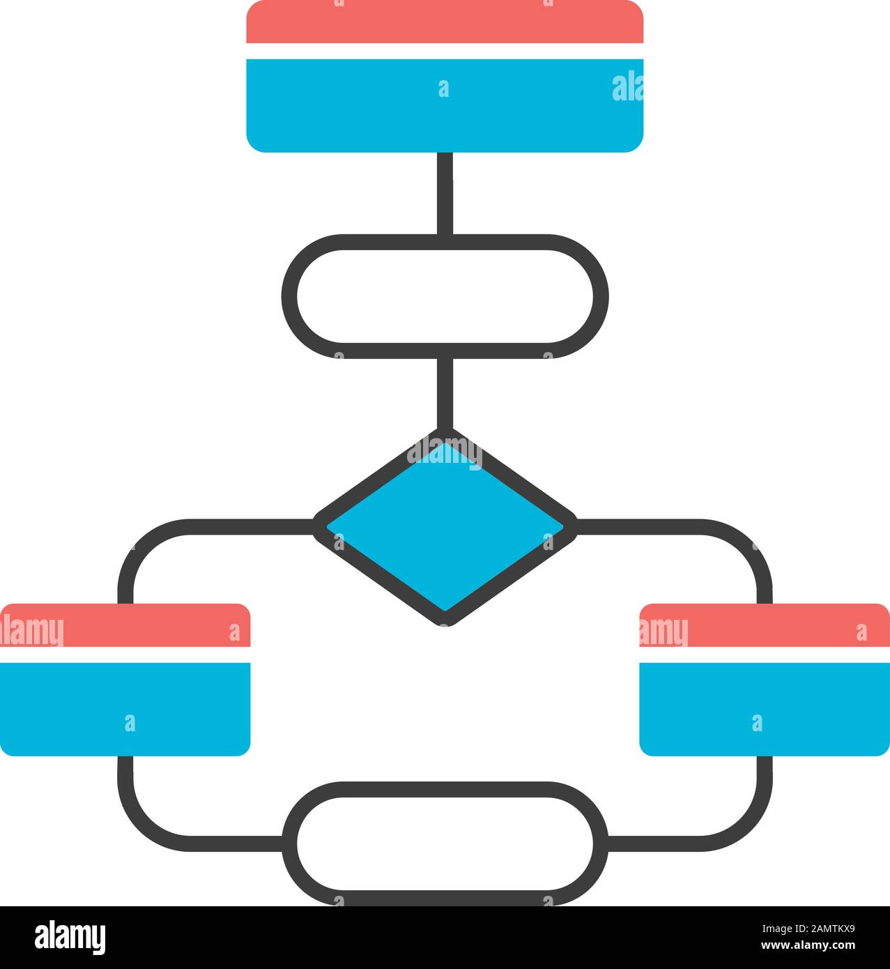 Flow diagram color icon. Flowchart. Elements structure and interaction