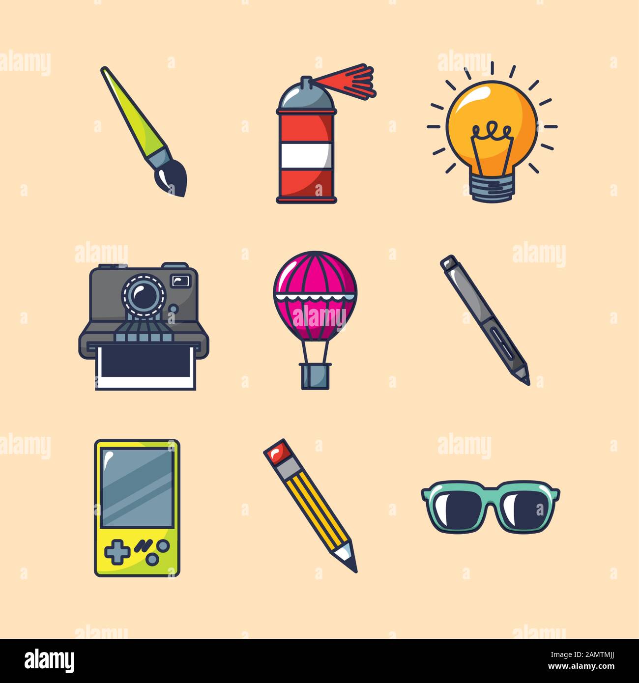 bundle of creativity set icons Stock Vector