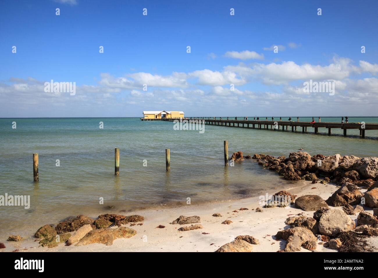 Blue sky over the Anna Maria Island City pier on Anna Maria island
