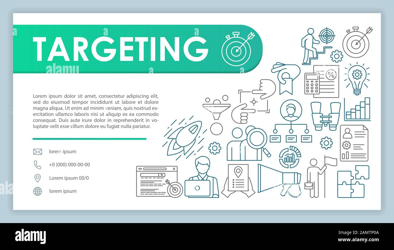Targeting banner, business card vector template. SMM, digital marketing