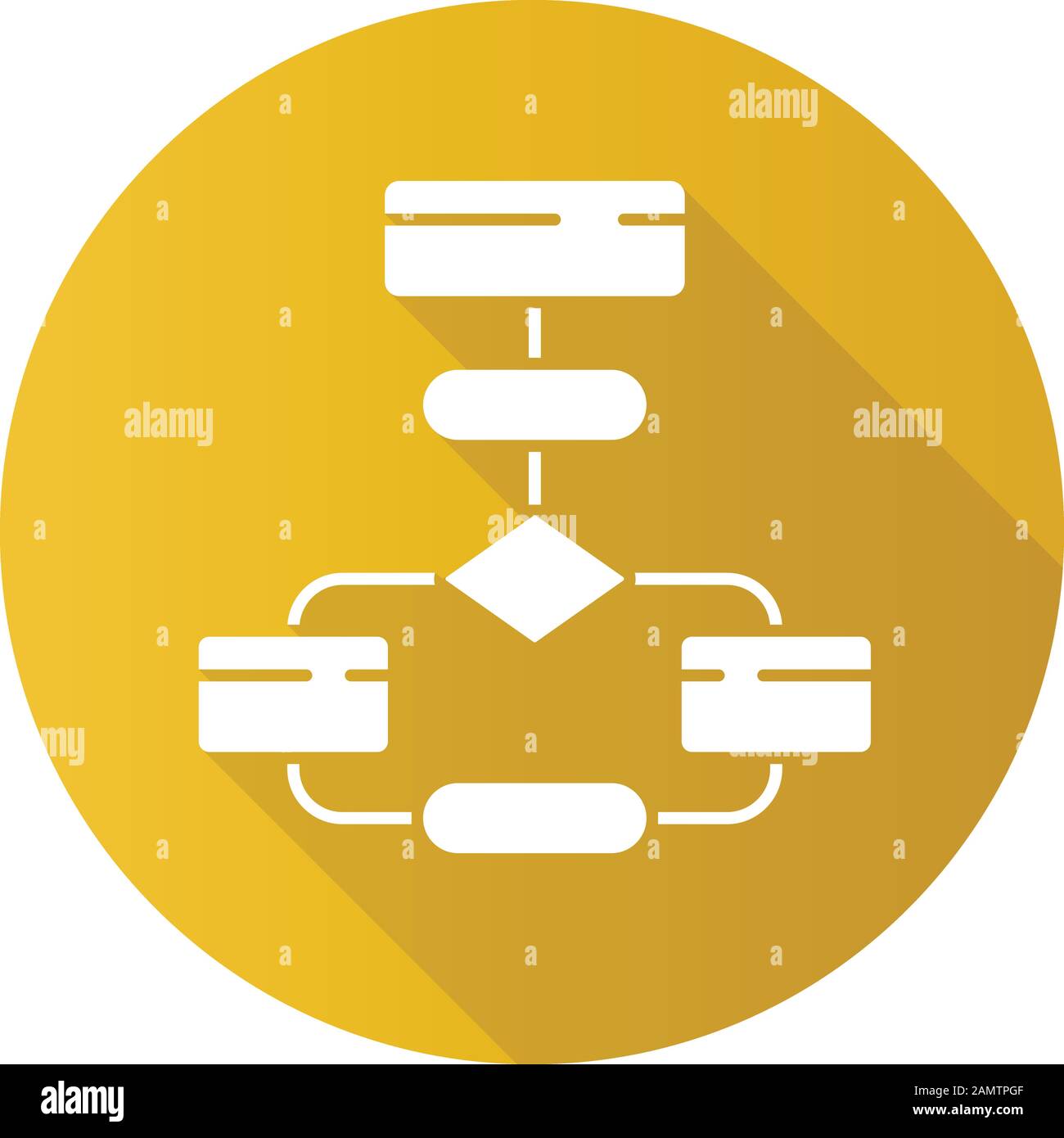 Flow diagram flat design long shadow glyph icon. Flowchart. Elements ...