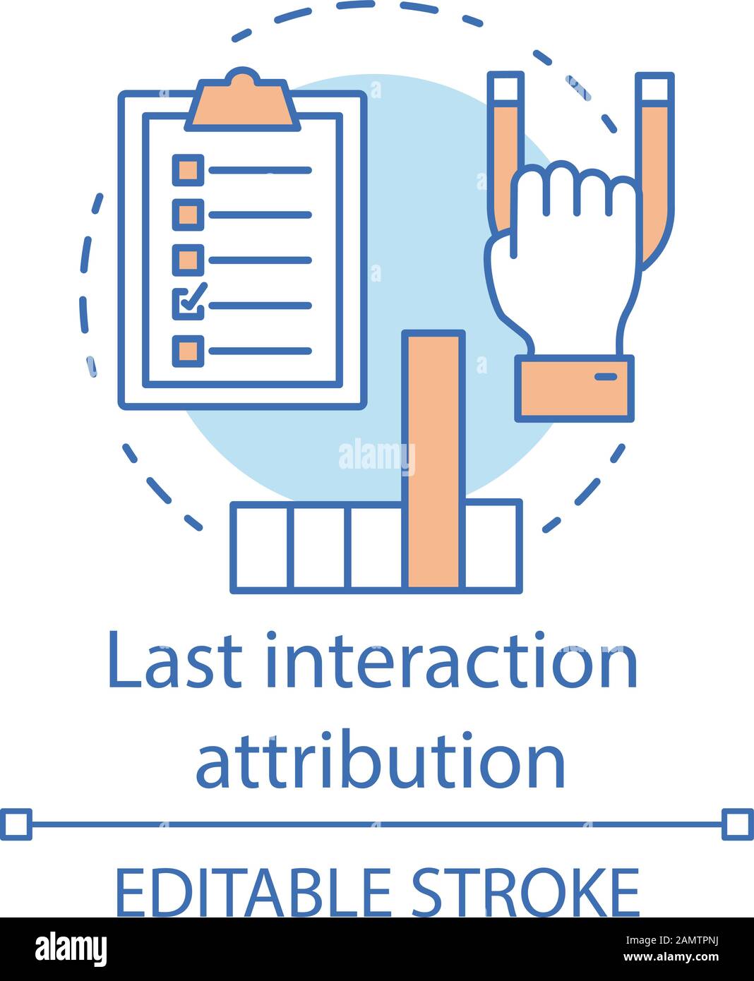 Last interaction attribution concept icon. Marketing channel analysis ...