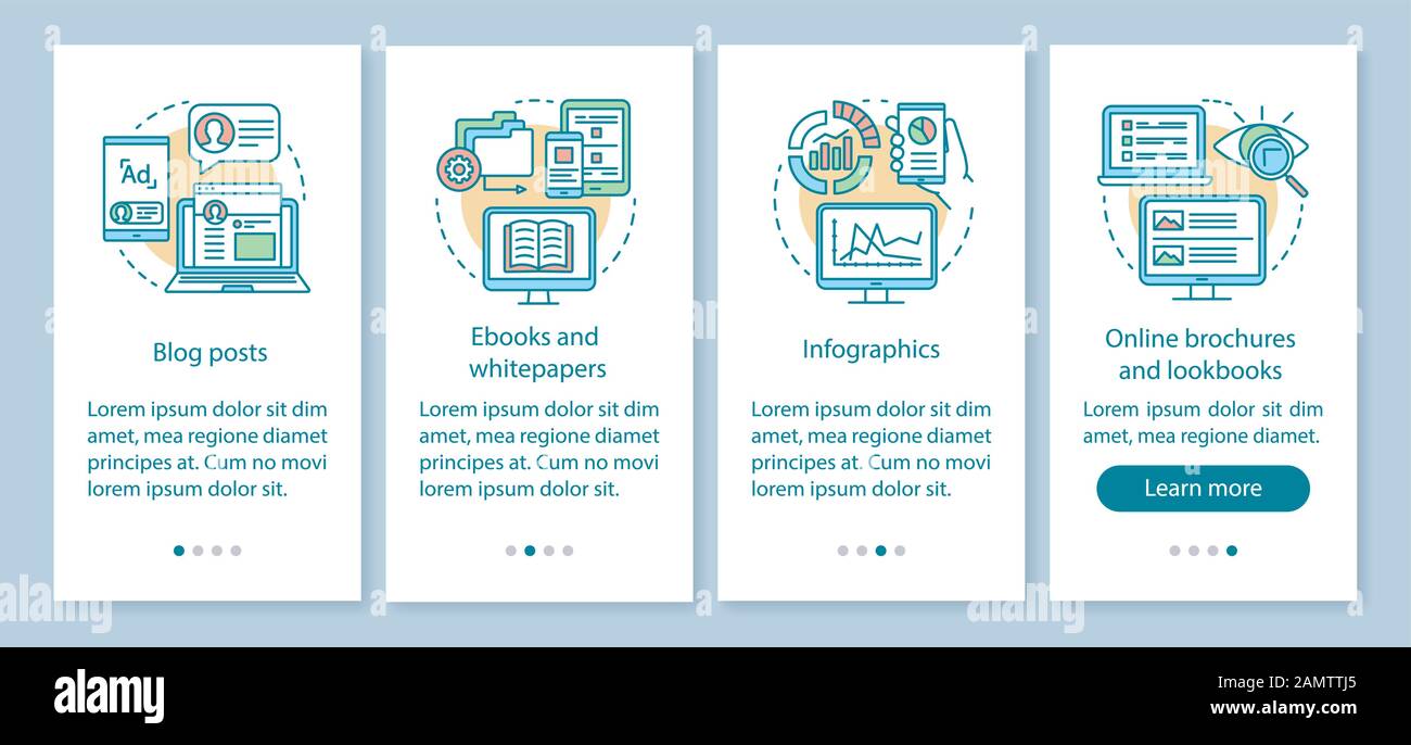 Awareness content onboarding mobile app page screen with linear ...