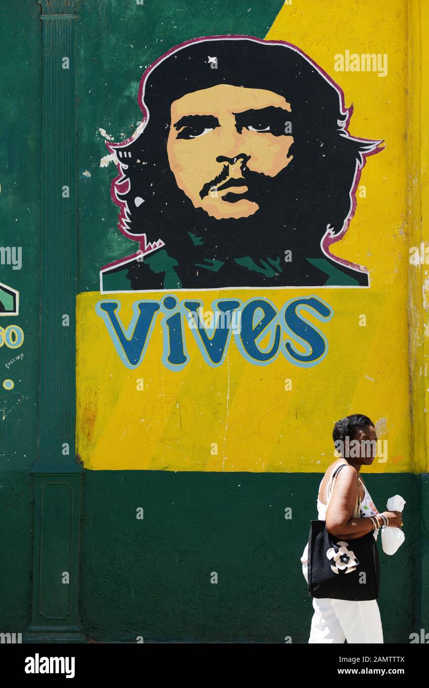 Nationalist propaganda painted on walls in old Havana, Cuba. Stock Photo