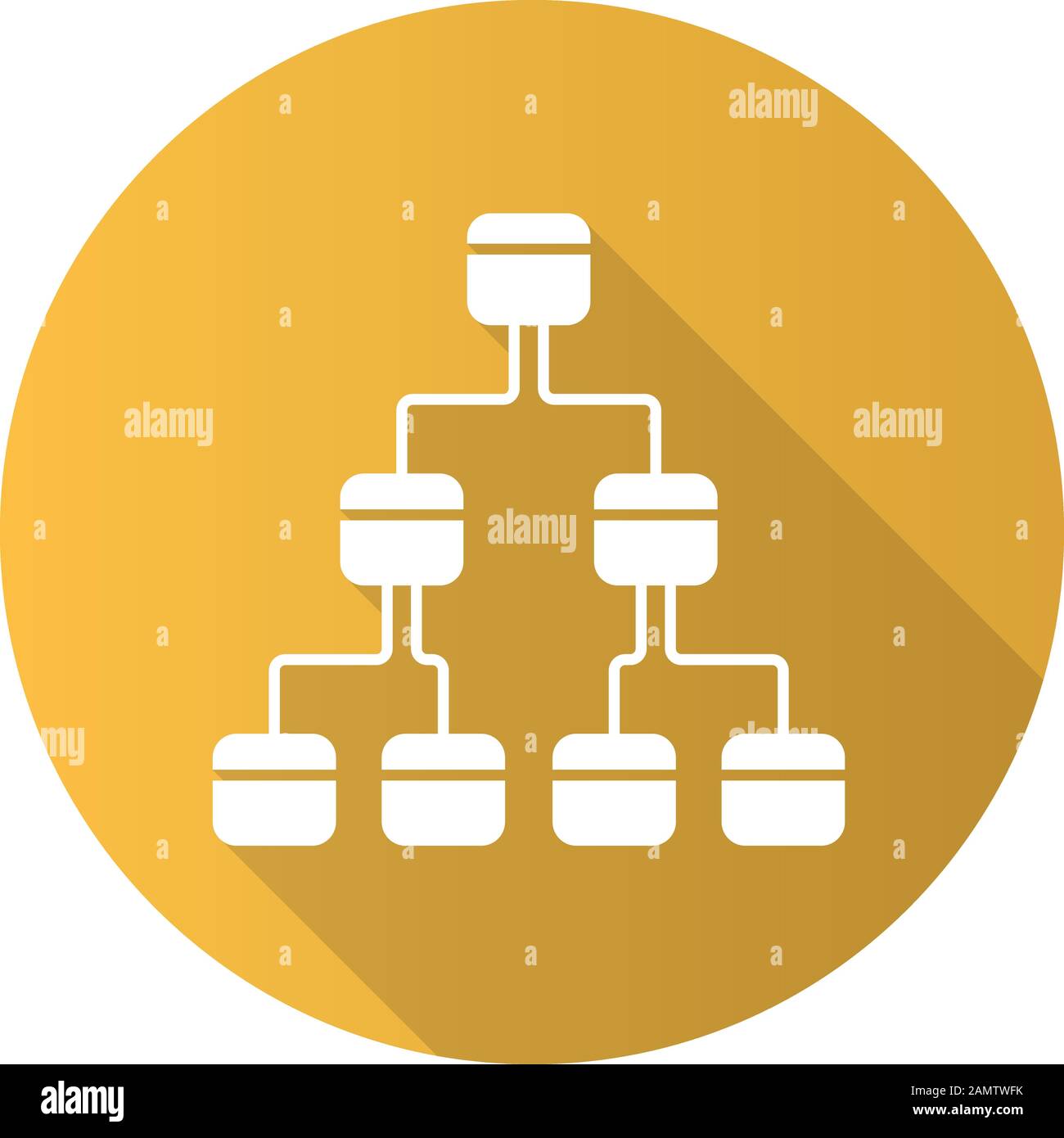 Tree diagram flat design long shadow glyph icon. Hierarchical system ...