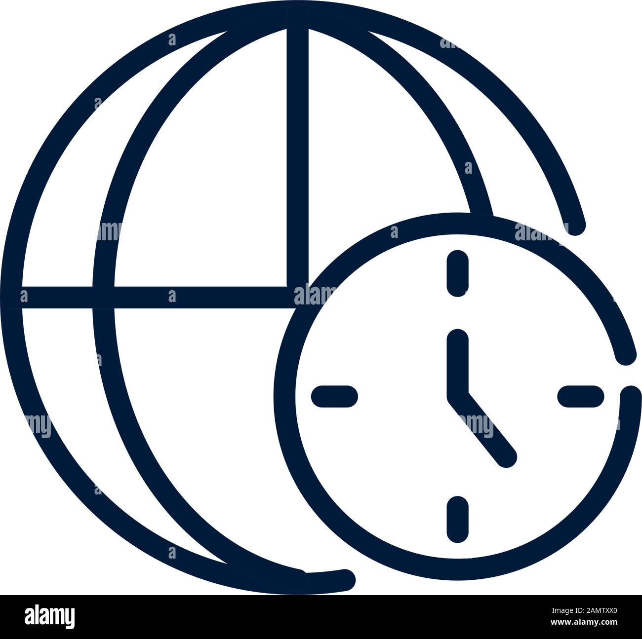 time world clock linear design on white background vector illustration