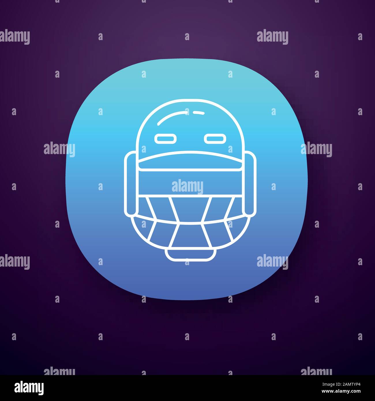 Cricket helmet app icon. Head protection for batsman and fielders