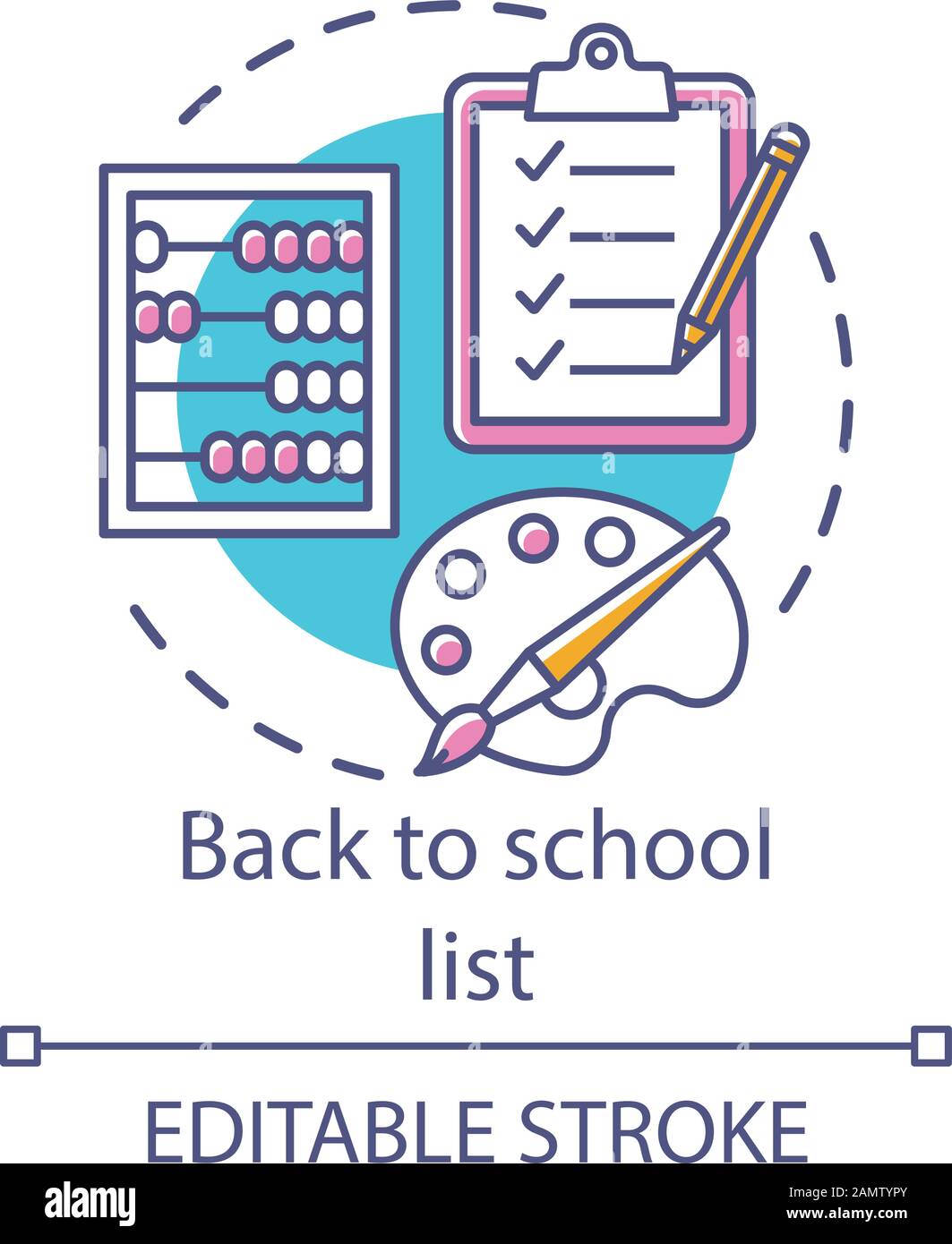 Back to school list concept icon. Studies preparation idea thin line