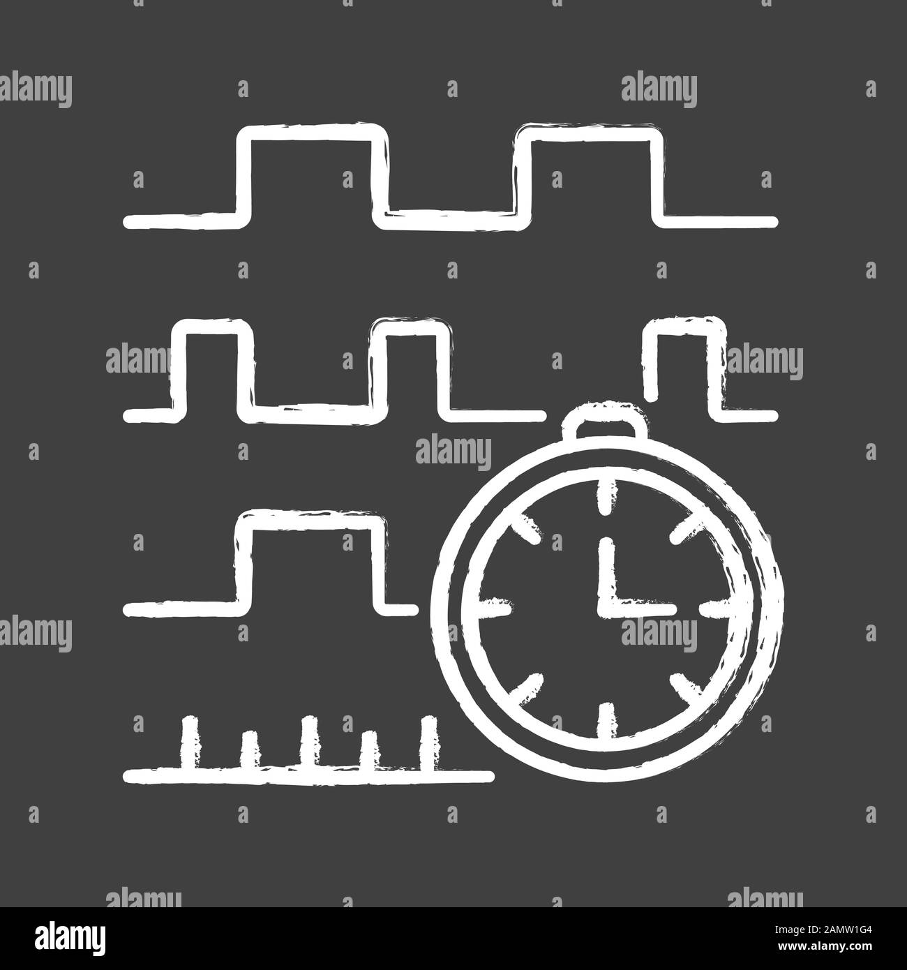 Timing diagram chalk icon. Signals set in time domain. Process chart